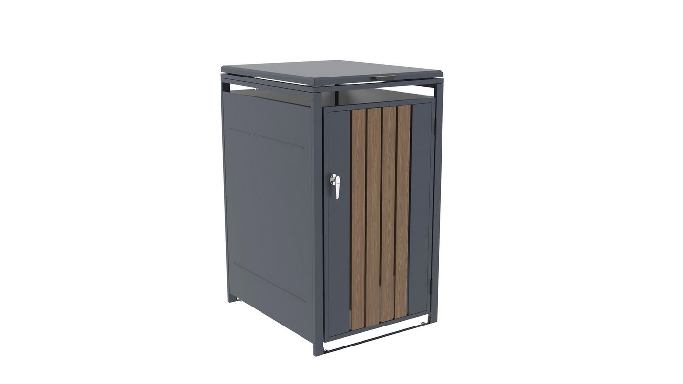 KONIFERA Mülltonnenbox Bilbao Premium, Metall pulverbeschichtet, Deckel mit Gasdruckfeder, abschließbar, BxTxH: 68x80x117 cm Bild 4