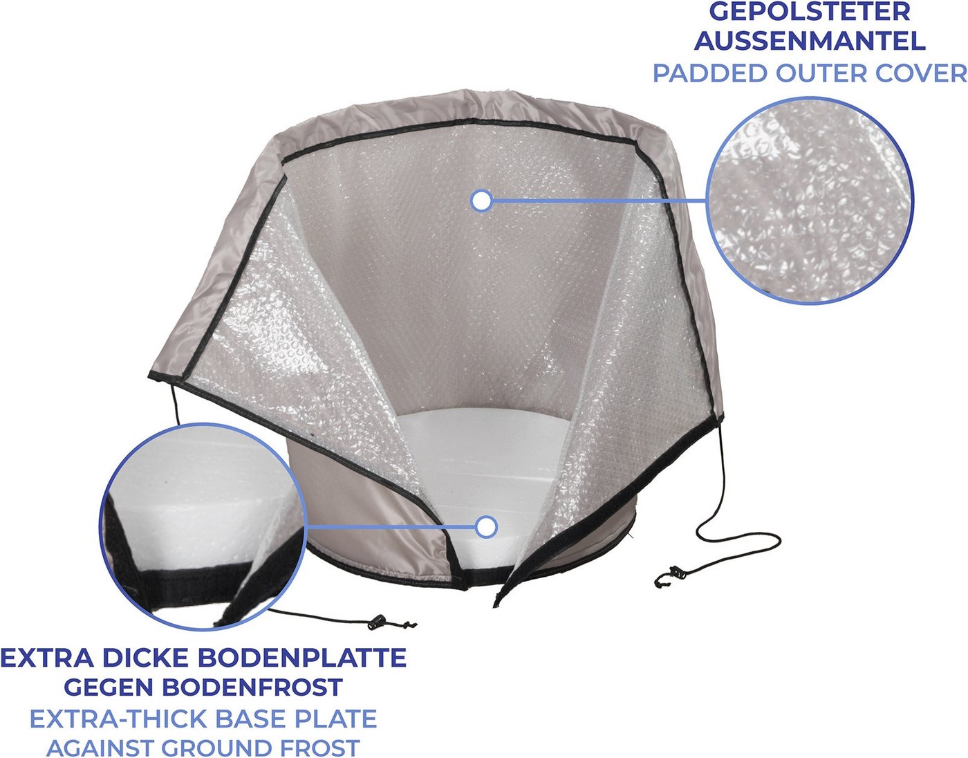 Maximex Winterschutzhaube Thermo-Pflanztopf-Sack, Frostschutz für Pflanzkübel, extra dicke Bodenplatte, ØxH: 45x55 cm