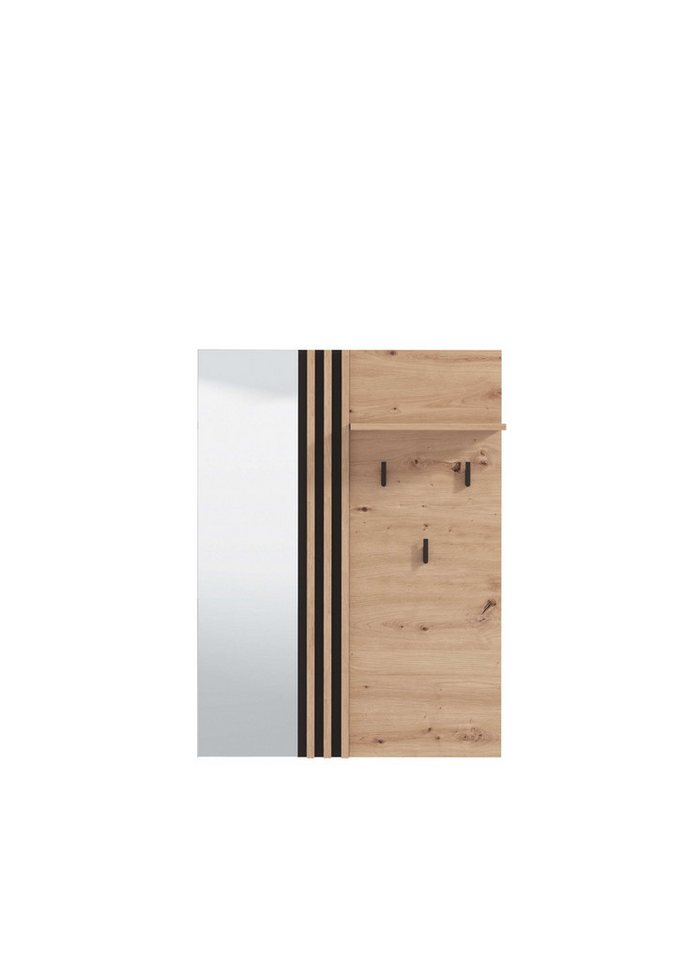 Home affaire Garderobenpaneel LAVAL, Wandregal Wandpaneel, Wandgarderobe praktisch & stillvoll, mit 3 Kleiderhaken, Spiegel und Ablage für Accessoires, Breite 76 cm Bild 5