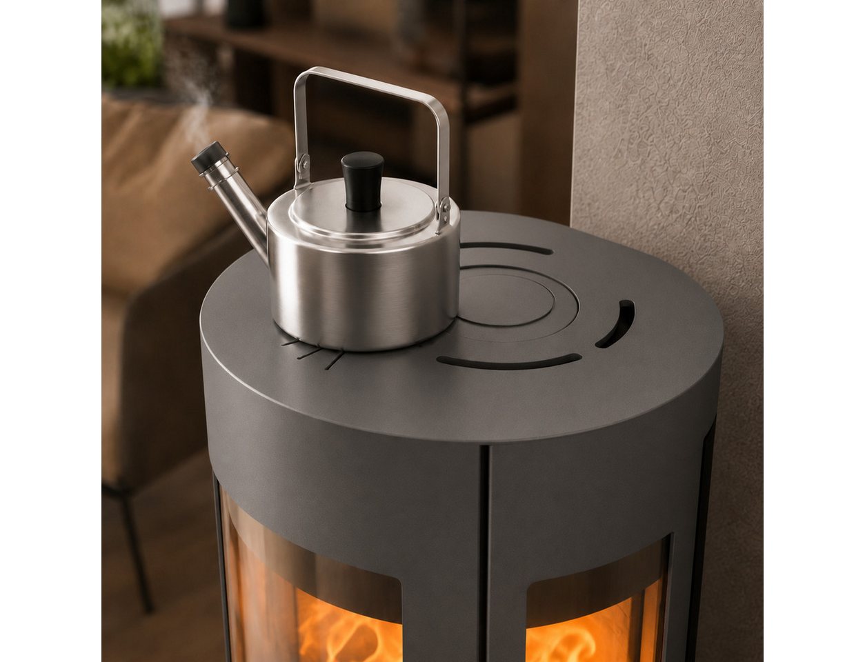 Haas + Sohn Kaminofen VITUS.l MOONLIGHT, Exklusiv, Lieferung bis ins Wohnzimmer, 6,4 kW, Zeitbrand, NEU in der Farbe Moonlight grau Bild 3
