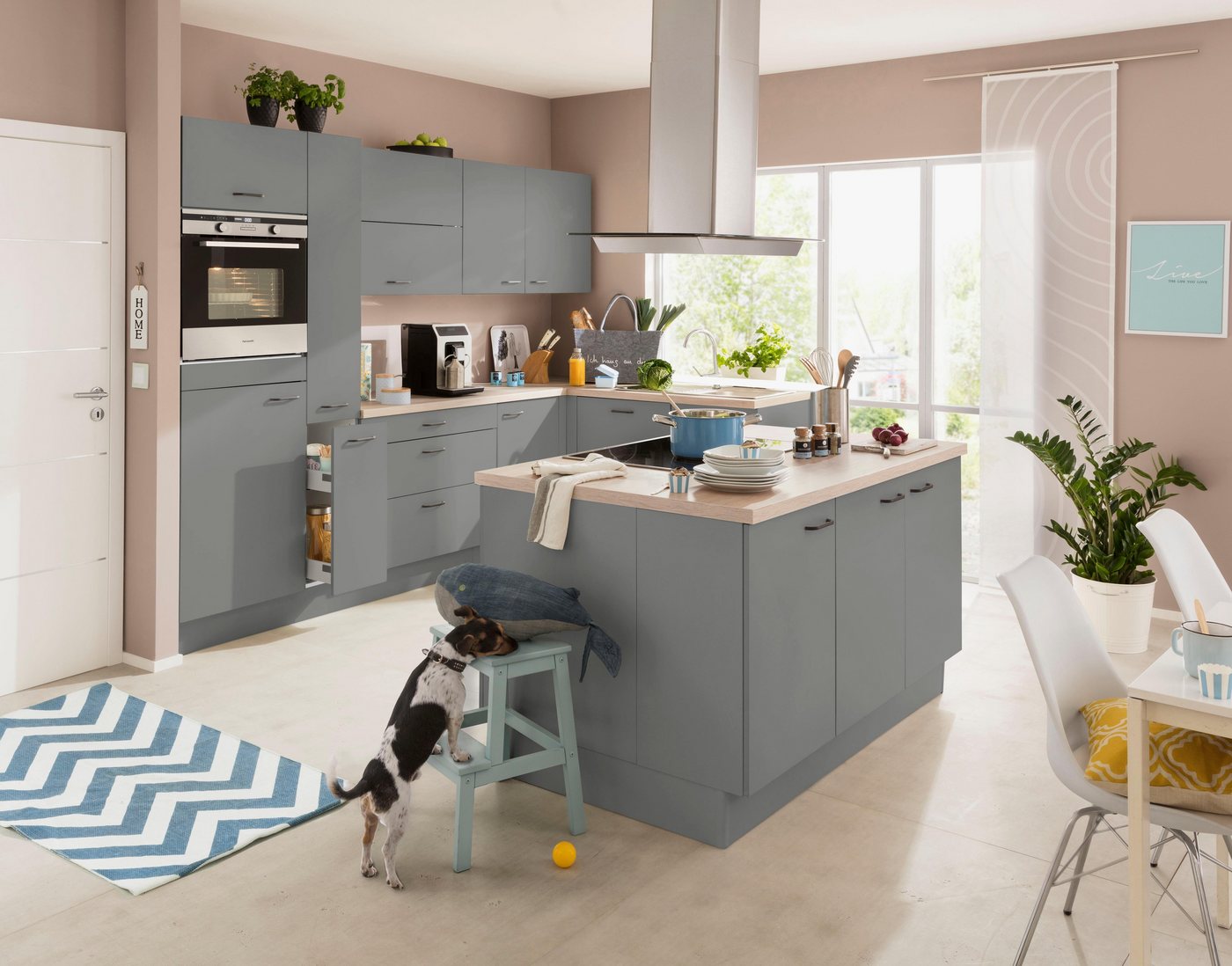 OPTIFIT Kücheninsel Elga, Soft-Close-Funktion, großen Vollauszügen, Stellbreite 150 x 95 cm