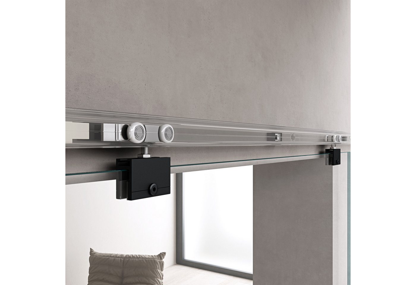 doporro Glasschiebetür komplettset Soft-Close Zimmertür mit 8mm ESG-Glas H:205/215cm Amalfi Bild 5