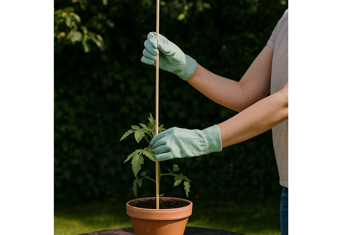 UNUS GARDEN Spalier Bambusstäbe Rankstäbe, Pflanzenstäbe Bambus, 25 St., 25 Stück, 90cm, Ø6mm, naturfarben, Pflanzenstütze, Bambusstangen Set Blumenstützen, Robust Bild 2