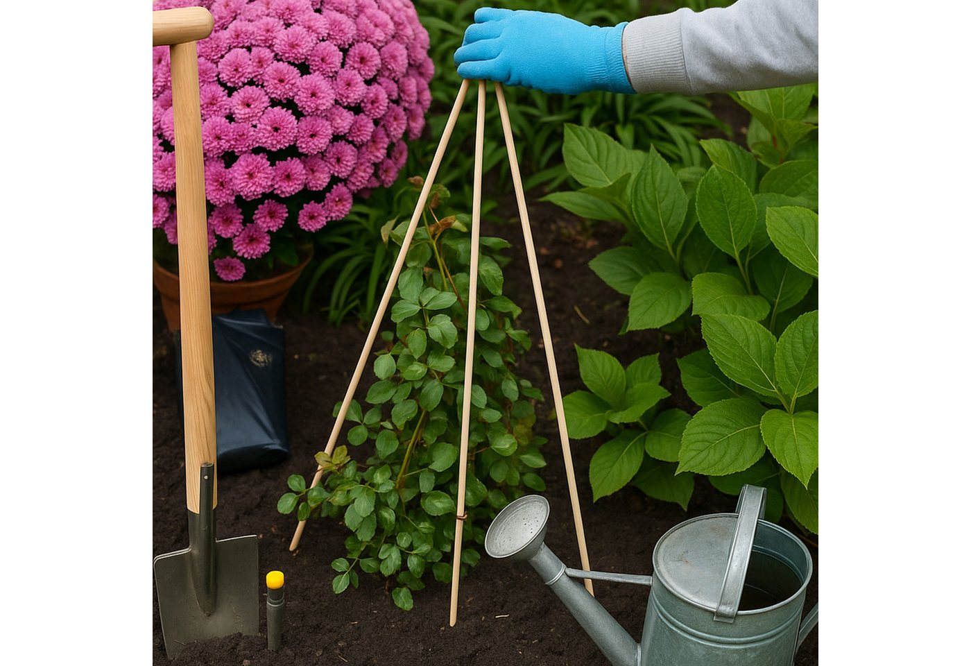 UNUS GARDEN Spalier Bambusstäbe Rankstäbe, Pflanzenstäbe Bambus, 25 St., 25 Stück, 90cm, Ø6mm, naturfarben, Pflanzenstütze, Bambusstangen Set Blumenstützen, Robust Bild 4