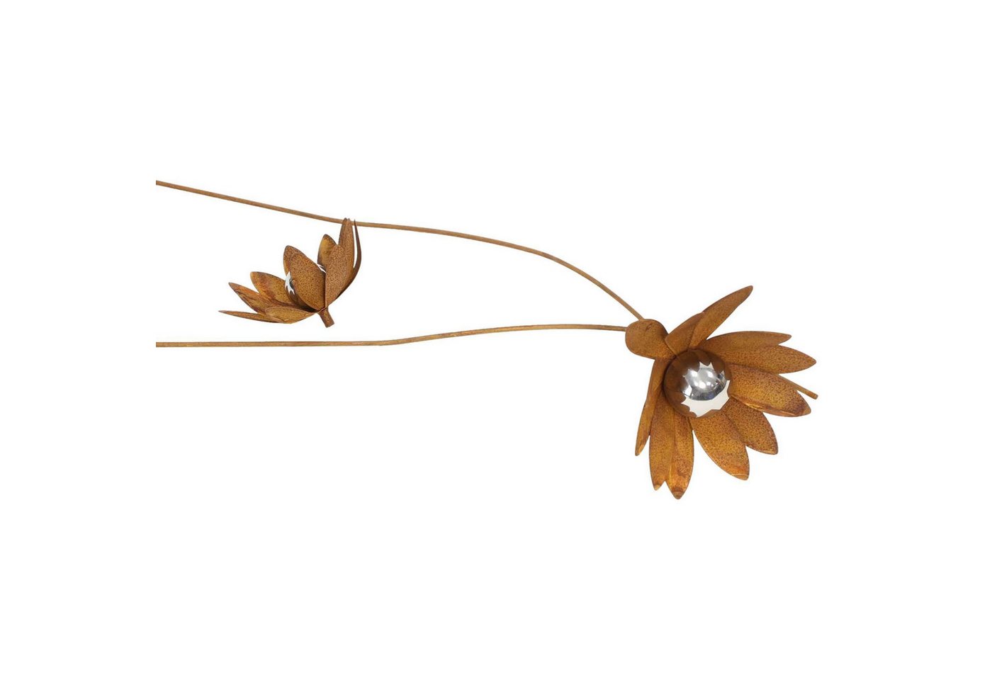 Dekoleidenschaft Gartenstecker "Blume" Metall mit Rost Finish, rostige Outdoor Metalldeko, Rostdeko (2-St., im Set) 85 + 105 cm hoch, Metallstecker, Gartendeko für Draußen