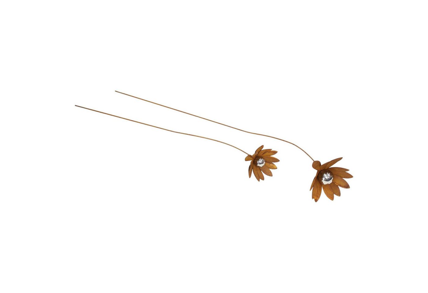 Dekoleidenschaft Gartenstecker "Blume" Metall mit Rost Finish, rostige Outdoor Metalldeko, Rostdeko (2-St., im Set) 85 + 105 cm hoch, Metallstecker, Gartendeko für Draußen Bild 2