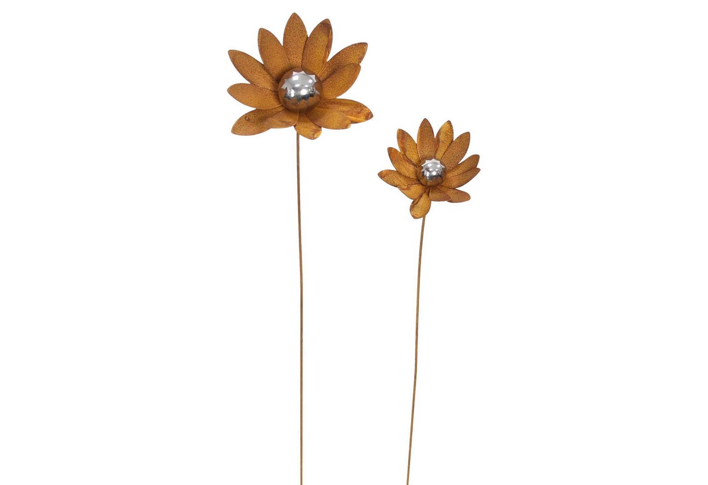Dekoleidenschaft Gartenstecker "Blume" Metall mit Rost Finish, rostige Outdoor Metalldeko, Rostdeko (2-St., im Set) 85 + 105 cm hoch, Metallstecker, Gartendeko für Draußen Bild 5