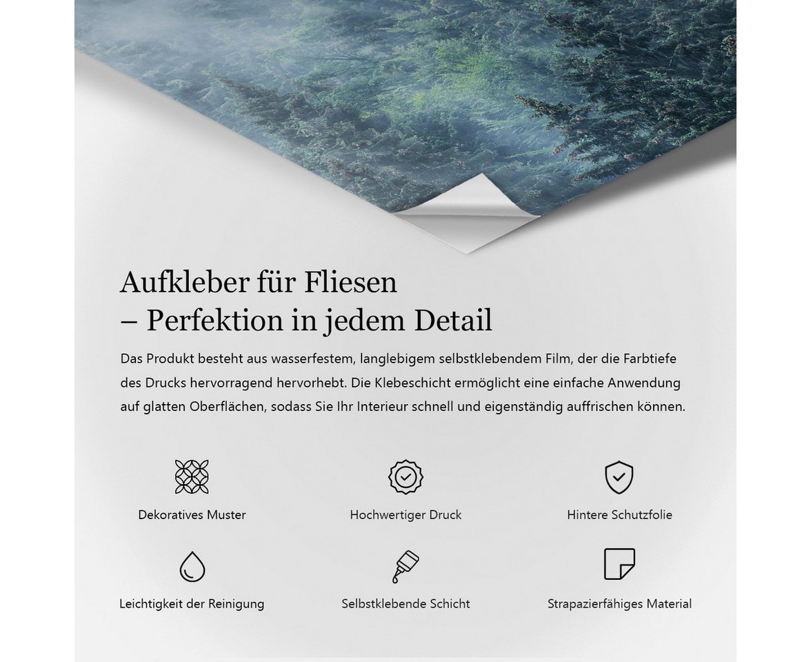 Tulup Fliesenaufkleber Klebefolie Fliesen Tropische Blätter in Arrangement Kachel Aufkleber