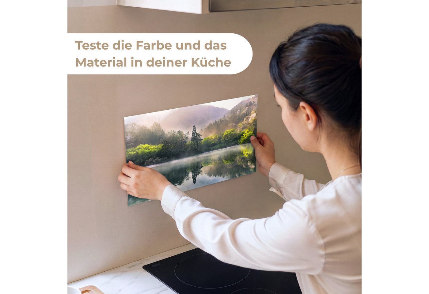 KitchenYeah Küchenrückwand Muster selbstklebend (keine Folie) Natur - Bäume - Berge - See - Wasse, (1-tlg), Spritzschutz, Küche, Rückwand, Küchenwand, Küchenfront, 30x20 cm