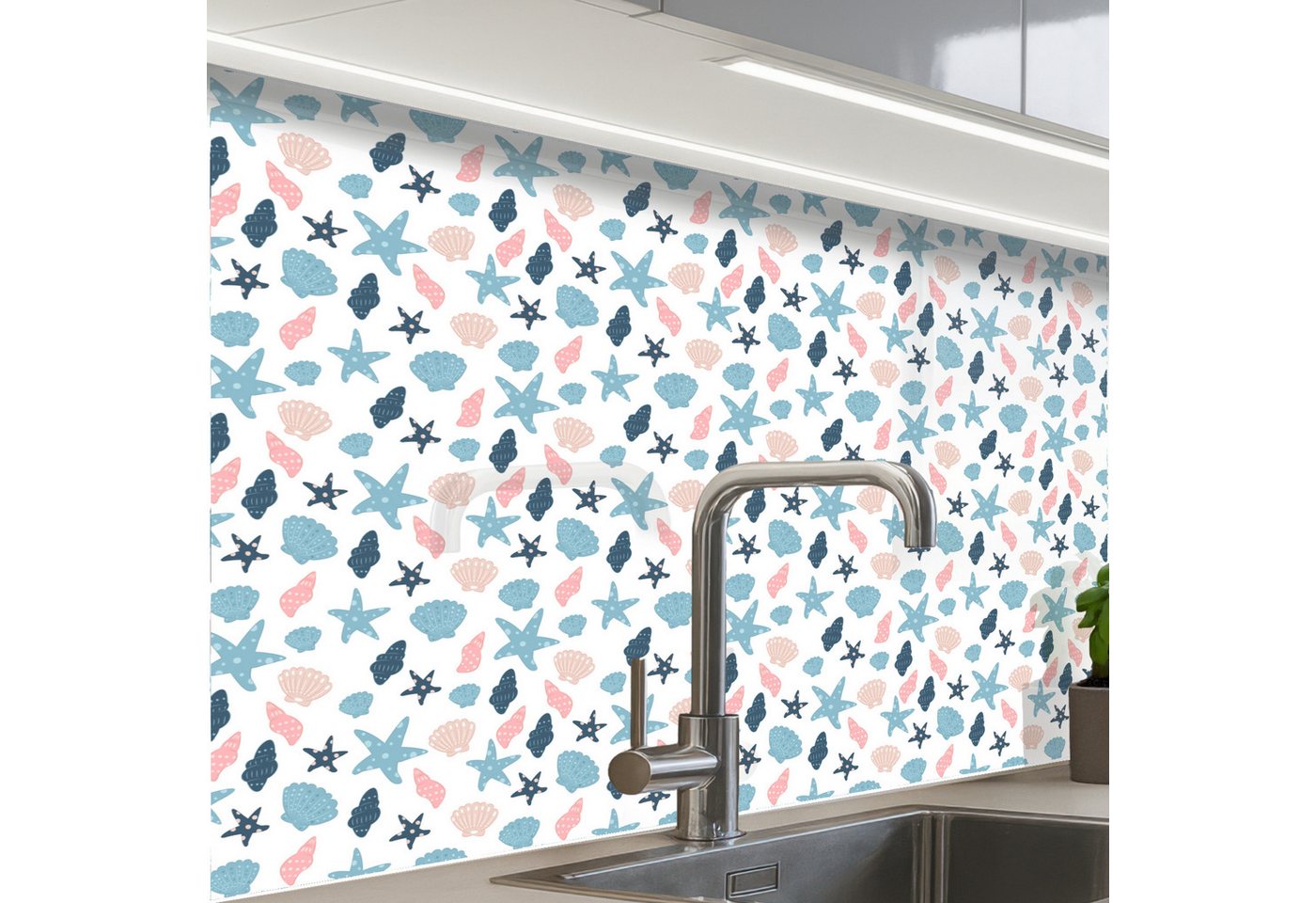 KitchenYeah Küchenrückwand Muster selbstklebend (keine Folie) Klein - Ozean - Riff - Multi, (1-tlg), Spritzschutz, Küche, Rückwand, Küchenwand, Küchenfront, 30x20 cm