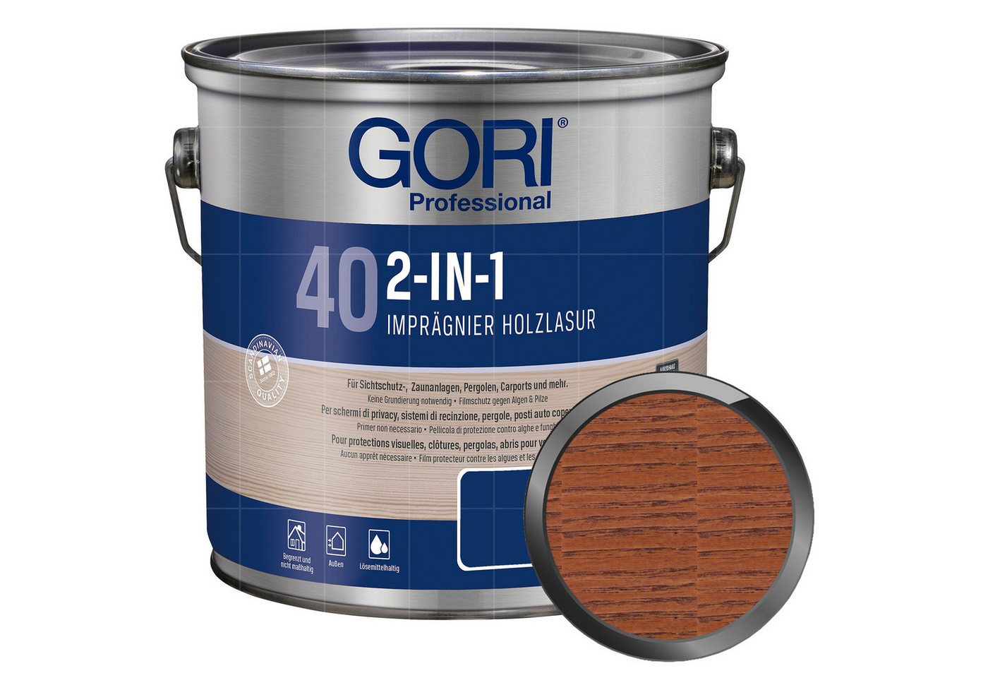 GORI Holzschutzlasur 40 2in1 Imprägnier Holzlasur - 5 Ltr