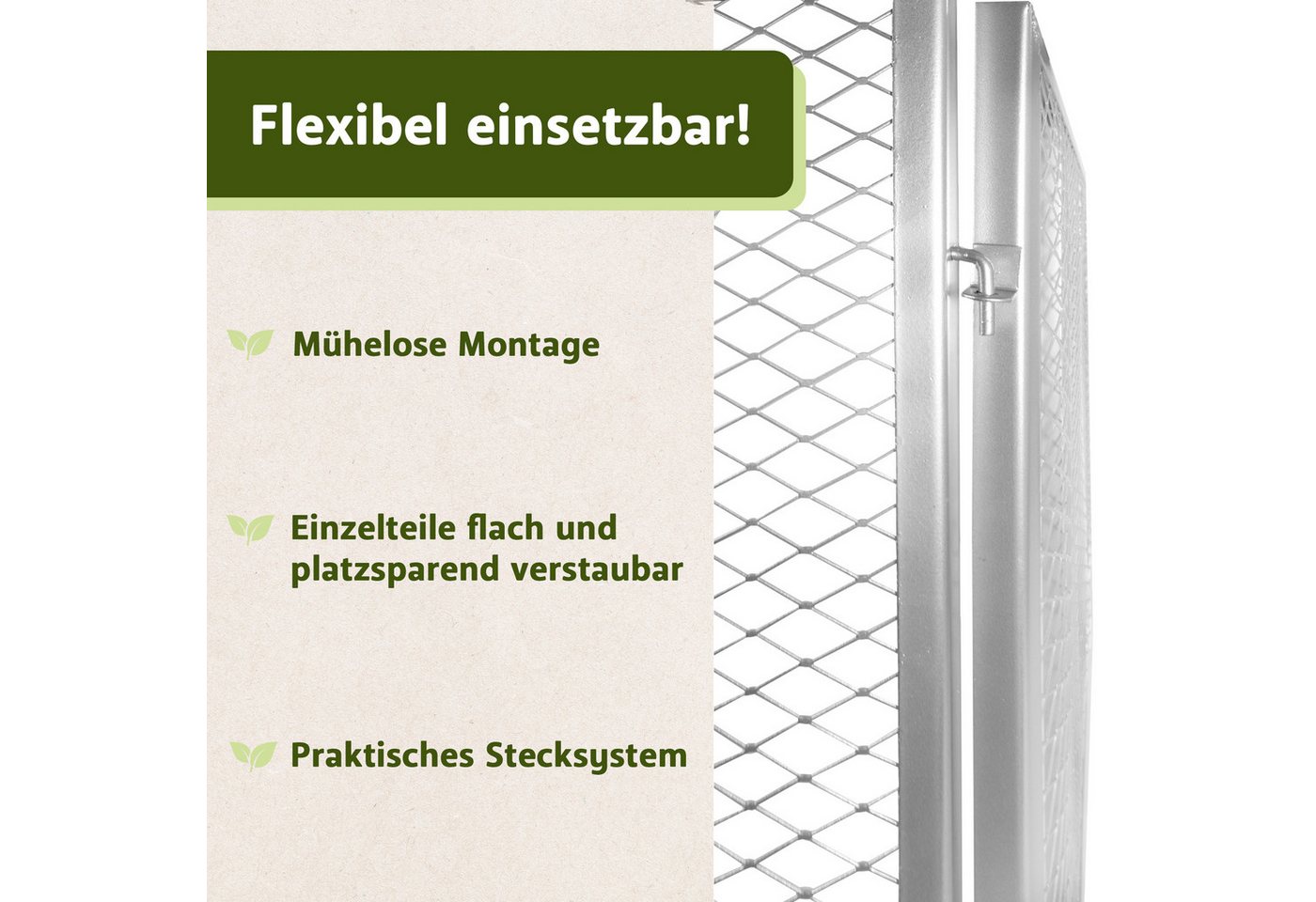 NATIV Komposter mit Deckel und Bodengitter, Metallkomposter, BxTxH: 80x80x70 cm, 448 l, Stecksystem, In zwei verschiedenen Größen erhältlich Bild 4