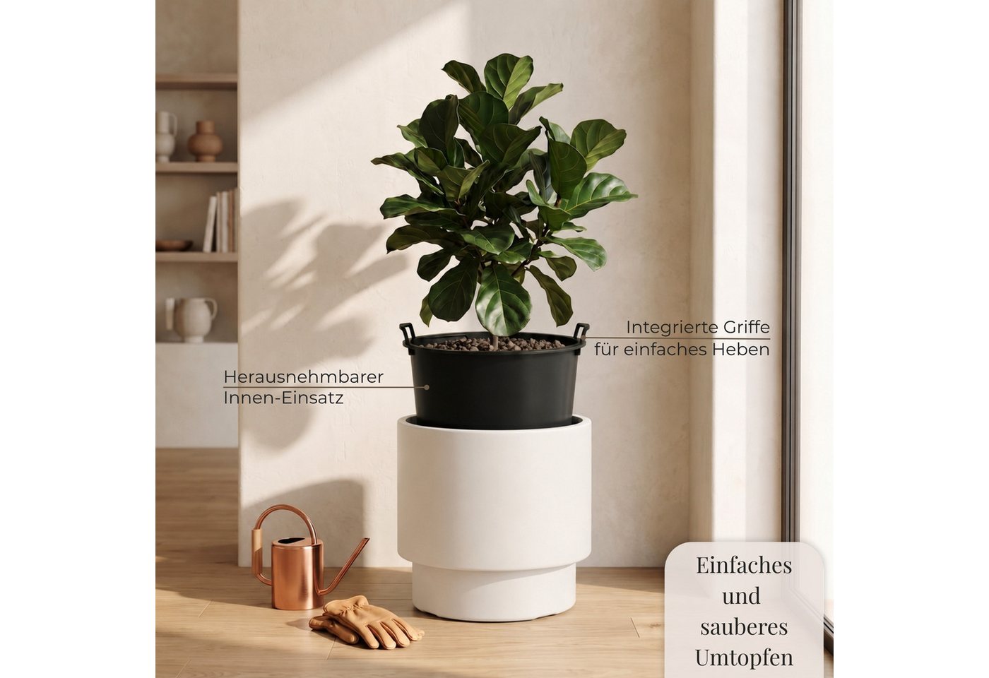 matches21 HOME & HOBBY Blumentopf Großer außen Blumentopf NIVO rund 47 x 30 cm weiß (2 St), Moderner Pflanztopf Outdoor Pflanzkübel wetterfest