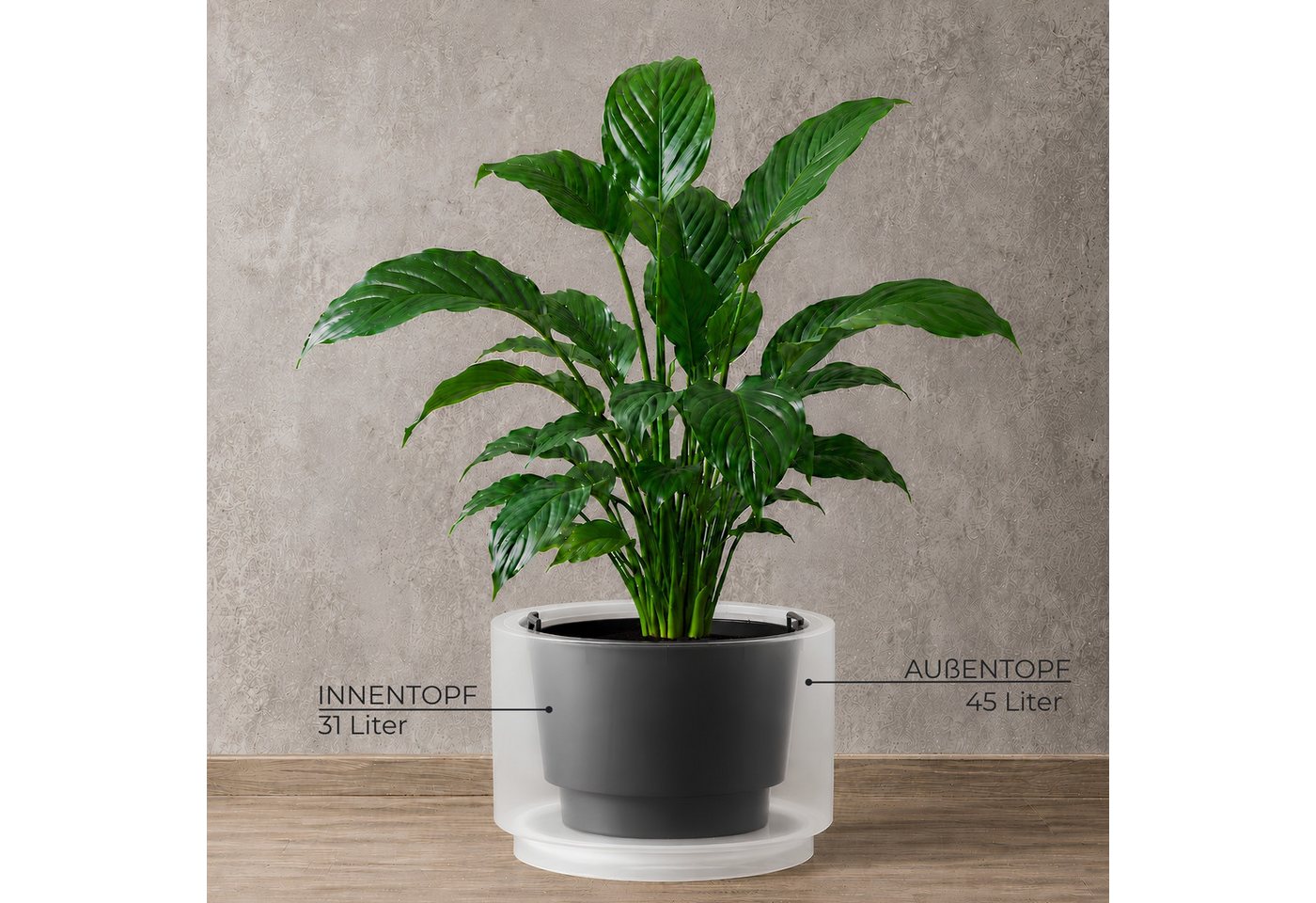 matches21 HOME & HOBBY Blumentopf Großer außen Blumentopf NIVO rund 47 x 30 cm weiß (2 St), Moderner Pflanztopf Outdoor Pflanzkübel wetterfest Bild 3
