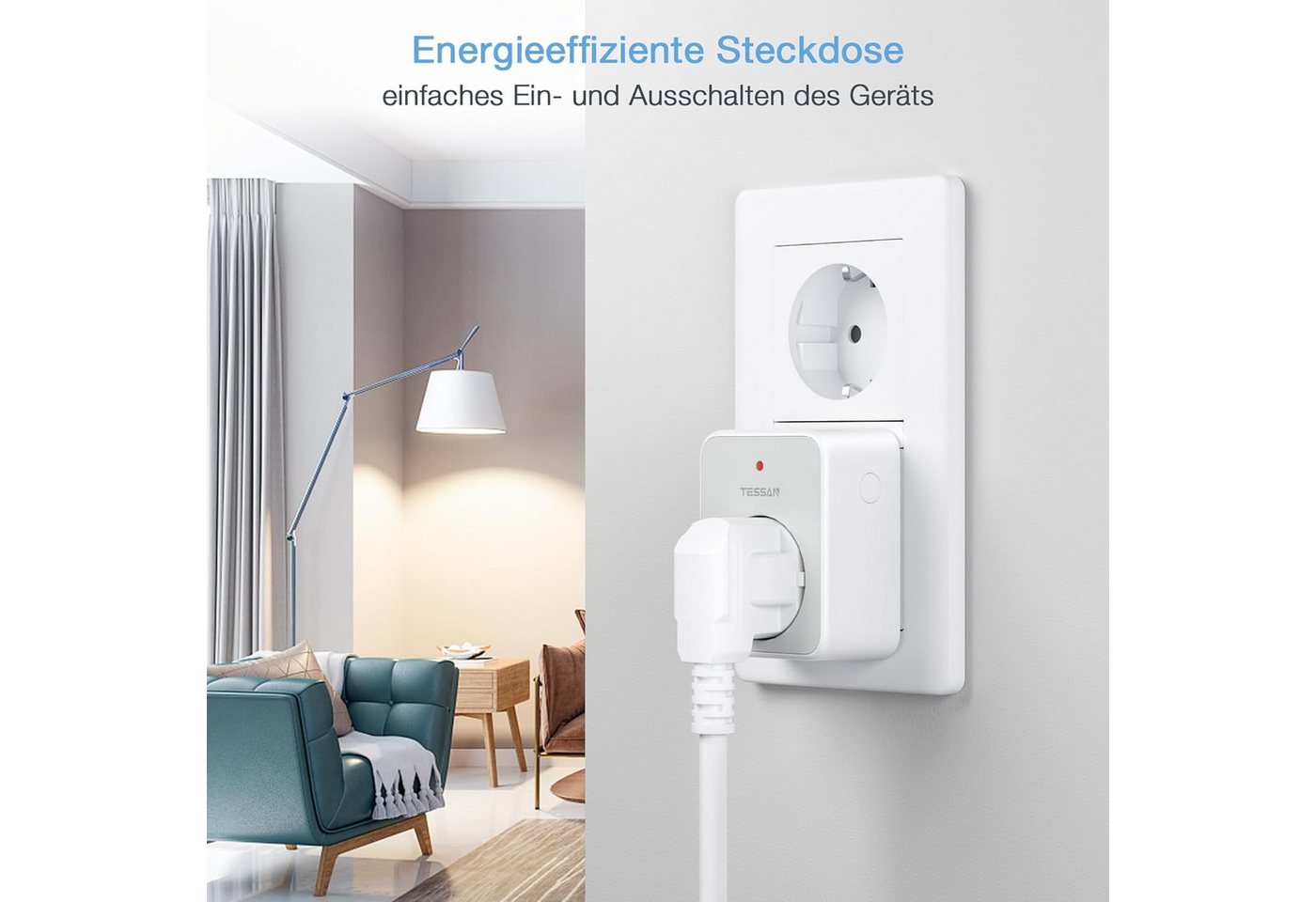 TESSAN Funksteckdose Funksteckdose mit Fernbedienung 30,5M RF Reichweite Magnetische 3600W, max. 3600 W Bild 2