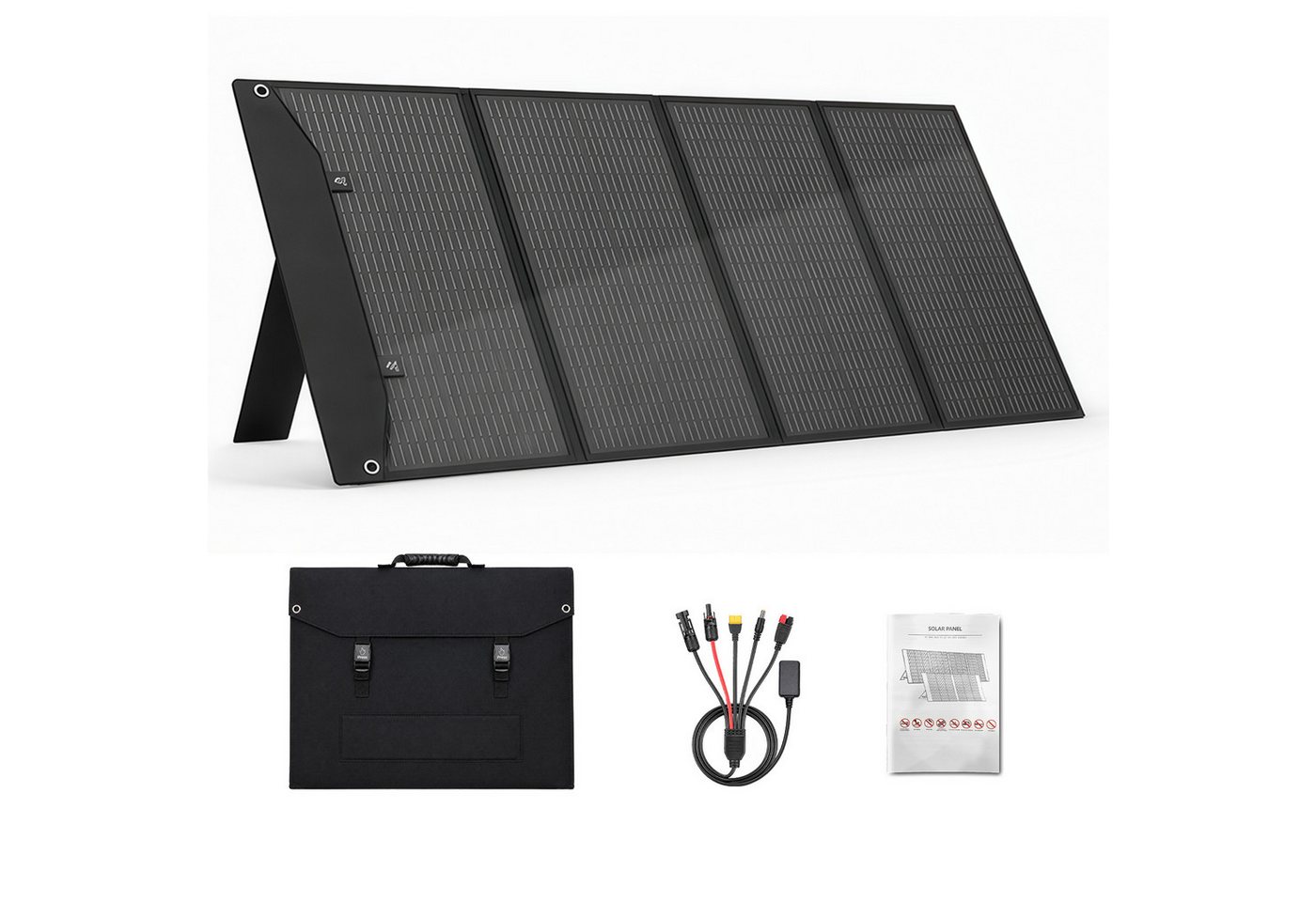 GLIESE Solarmodul 200W 18V Faltbar Solarpanel Tragbare Solaranlage, Monokristallin, (Set, 4-fach Faltbares Solarpanel Solarmodul, 4-in-1 Ladekabel), Kompatibel mit 12V/24V Kraftwerken, Kühlboxen, Laptops,kleines Faltmaß Bild 3