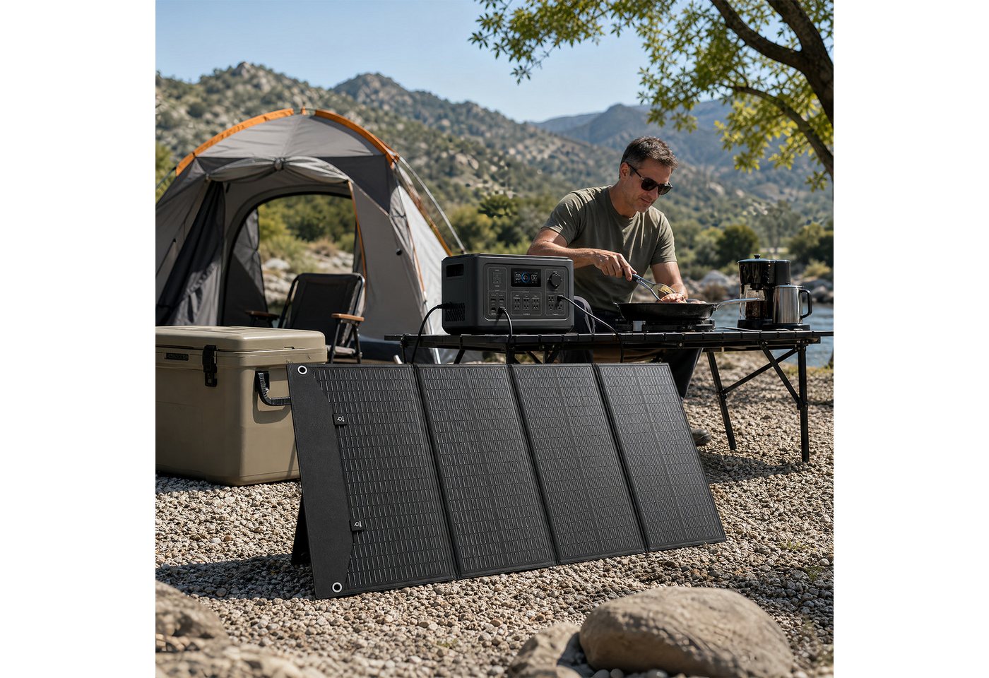 GLIESE Solarmodul 200W 18V Faltbar Solarpanel Tragbare Solaranlage, Monokristallin, (Set, 4-fach Faltbares Solarpanel Solarmodul, 4-in-1 Ladekabel), Kompatibel mit 12V/24V Kraftwerken, Kühlboxen, Laptops,kleines Faltmaß Bild 5