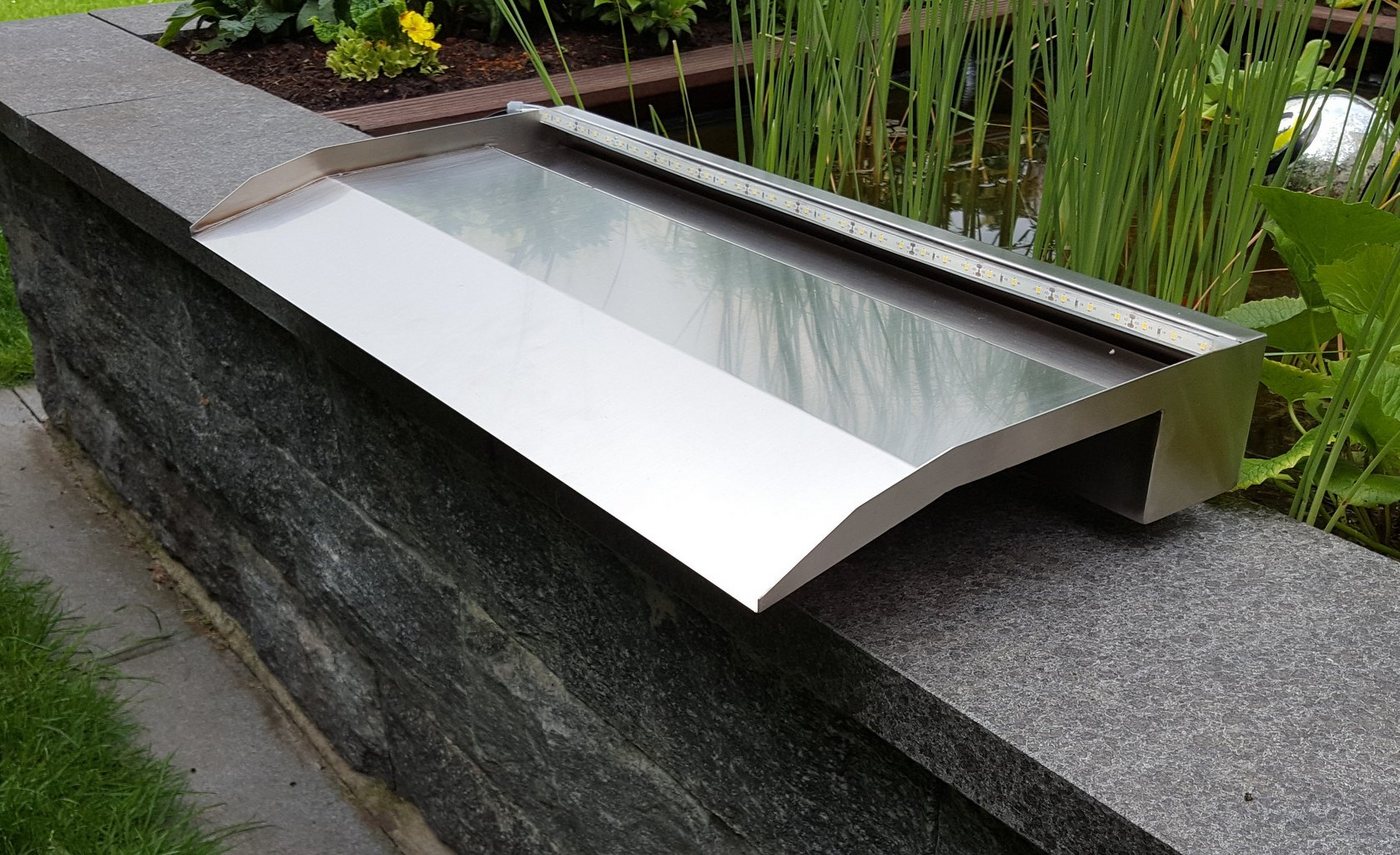 Jürgen Bocker - Gartenambiente Wasserfall Wasserfall 45 cm langer Auslauf Edelstahl matt LED Sets, 45,00 cm Breite Bild 2