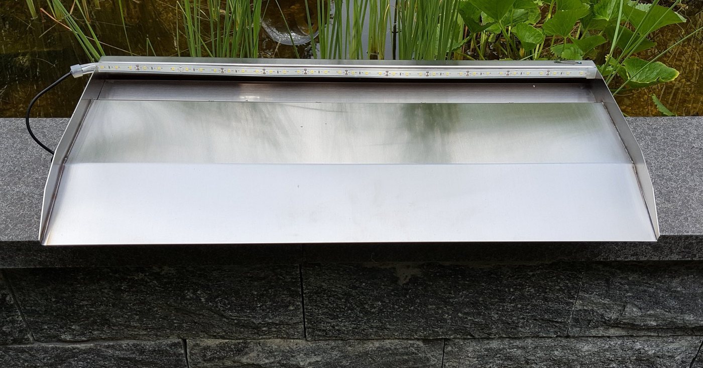 Jürgen Bocker - Gartenambiente Wasserfall Wasserfall 45 cm langer Auslauf Edelstahl matt LED Sets, 45,00 cm Breite Bild 3