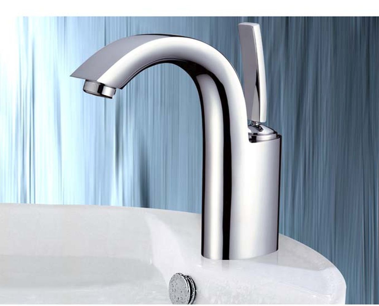 HAC24 Waschtischarmatur Einhandmischer Waschbecken Mischbatterie Bad Armatur Wasserarmatur Messing, Silber Verchromt