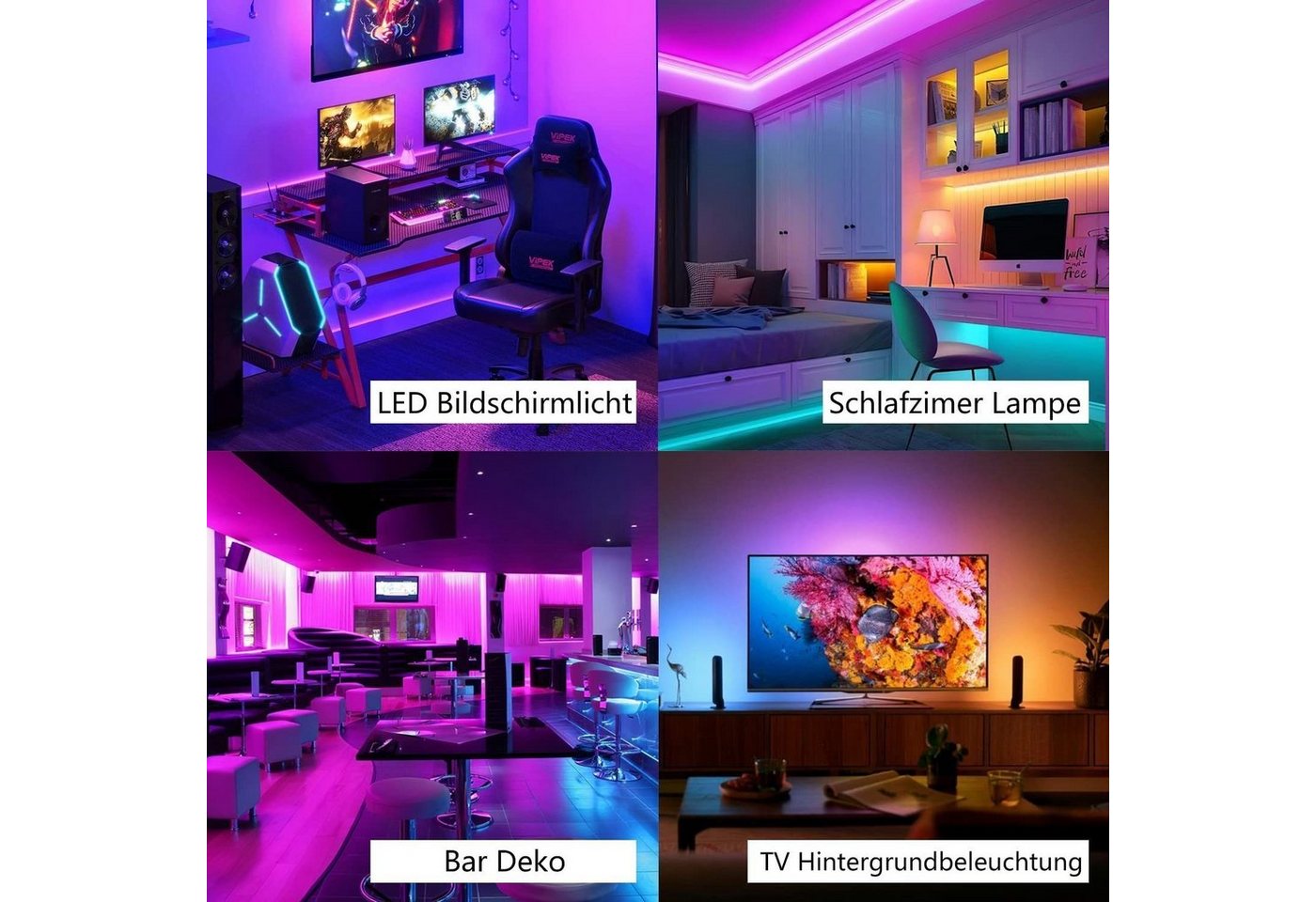 ZMH LED-Streifen 30m Streifen - Bluetooth Dimmbar mit Fernbedienung für Wohnzimmer, 2*15M, Music Sync mit Ferbedienung RGB Esszimmer Flur
