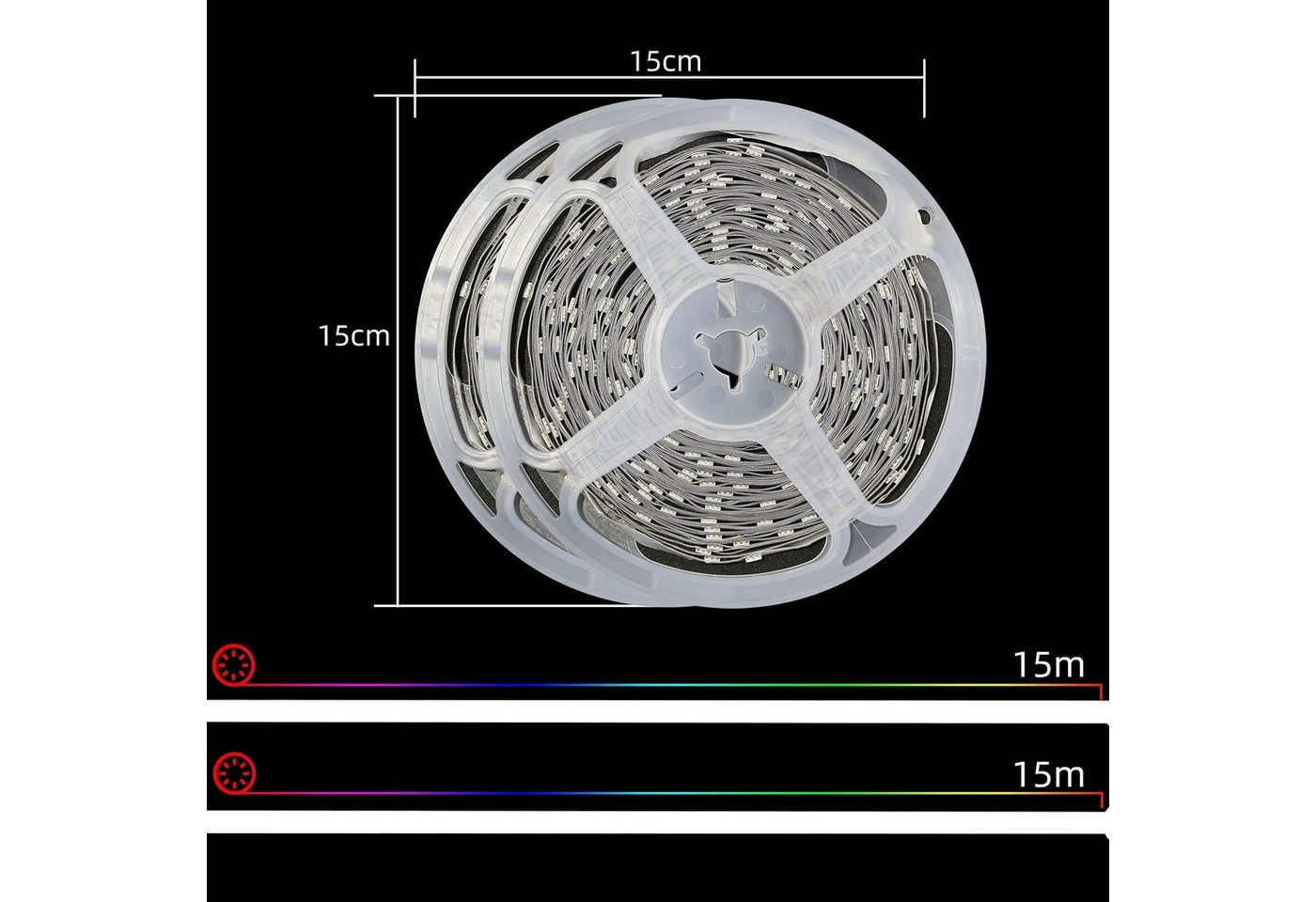 ZMH LED-Streifen 30m Streifen - Bluetooth Dimmbar mit Fernbedienung für Wohnzimmer, 2*15M, Music Sync mit Ferbedienung RGB Esszimmer Flur Bild 3