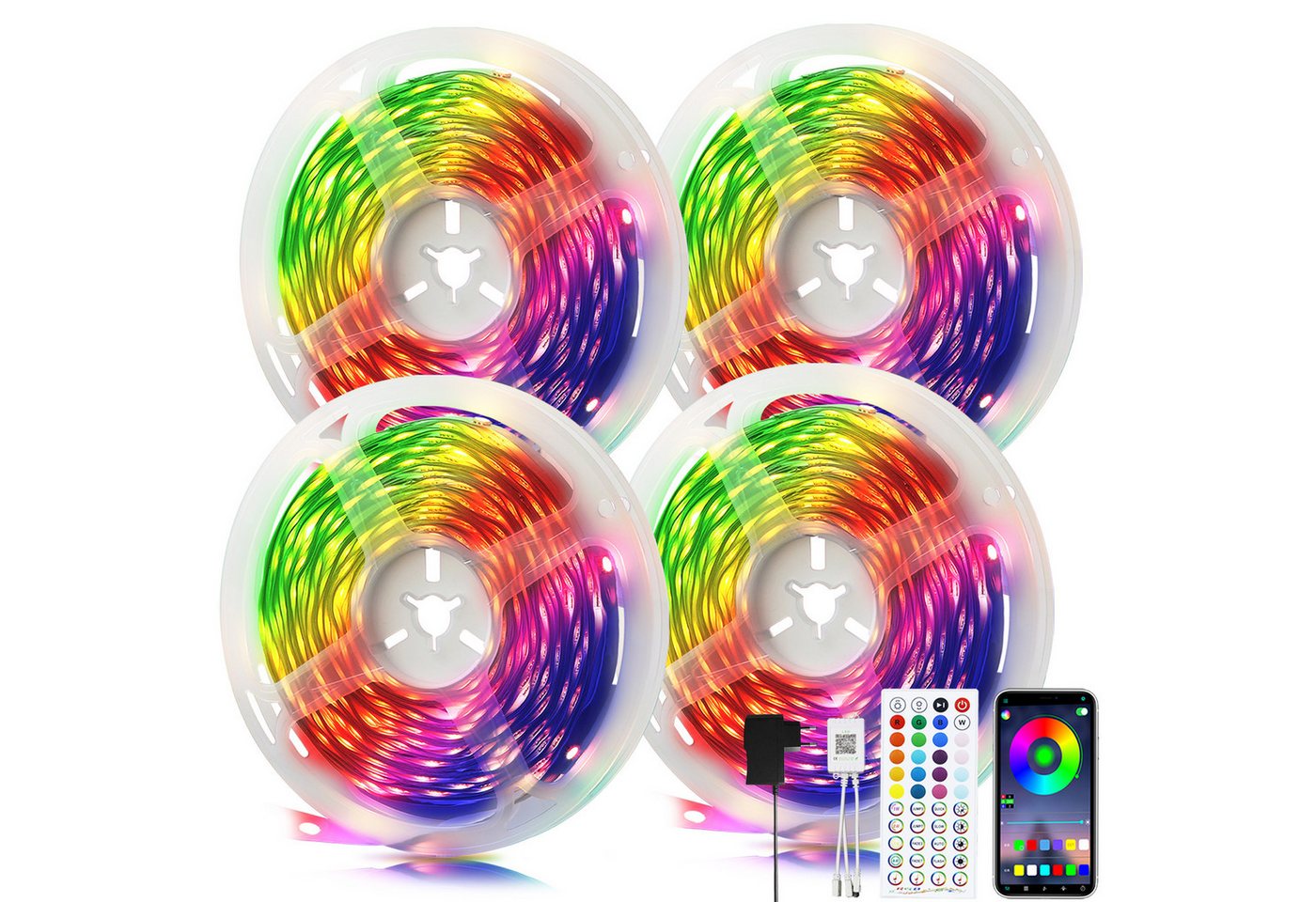 ZMH LED-Streifen 30m Streifen - Bluetooth Dimmbar mit Fernbedienung für Wohnzimmer, 2*15M, Music Sync mit Ferbedienung RGB Esszimmer Flur Bild 5