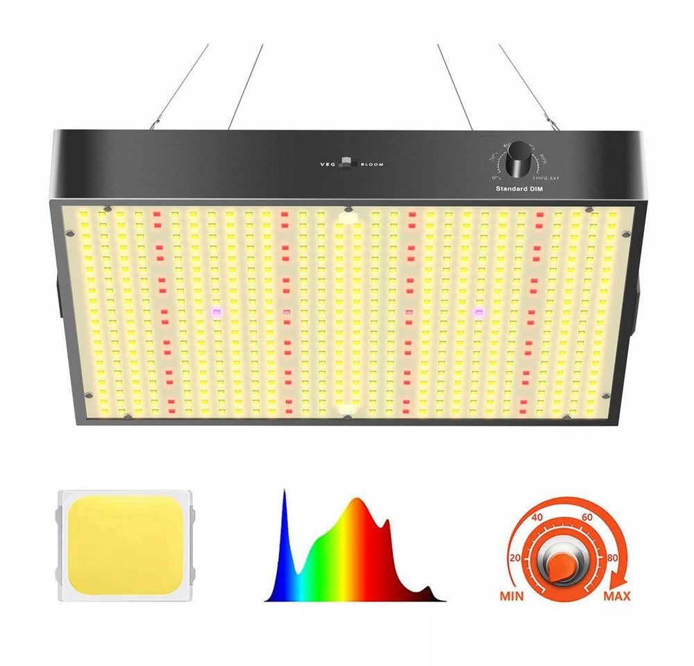 QUBEBU Pflanzenlampe 572LED-Pflanzenlampe 100W Vollspektrum Grow Lampe Pflanzenlicht Indoor, 100W, LED fest integriert, Vollspektrum Pflanzenlicht, Cannabis Grow Lampe, Dualmodus: Einstellbarer Wachstums-/Blütezeitmodus Bild 3