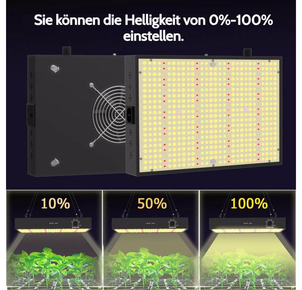 QUBEBU Pflanzenlampe 572LED-Pflanzenlampe 100W Vollspektrum Grow Lampe Pflanzenlicht Indoor, 100W, LED fest integriert, Vollspektrum Pflanzenlicht, Cannabis Grow Lampe, Dualmodus: Einstellbarer Wachstums-/Blütezeitmodus Bild 4