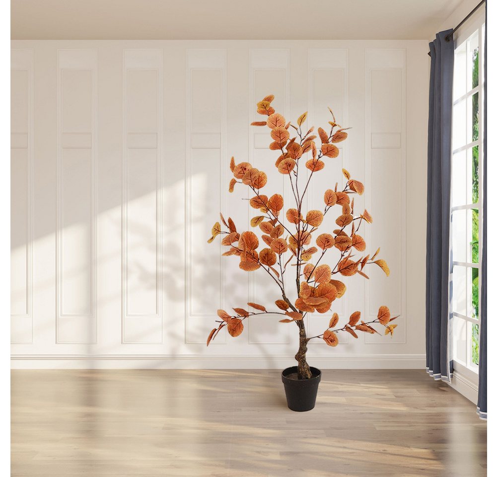 Künstliche Zimmerpflanze 90/120CM Künstlicher Herbst Eukalyptusbaum Erntedank-Deko Ficus Baum, GarveeMore, Höhe 90 cm, Künstlicher Herbst Ficus Baum Für Veranda Kamin Front Innen Party Deko