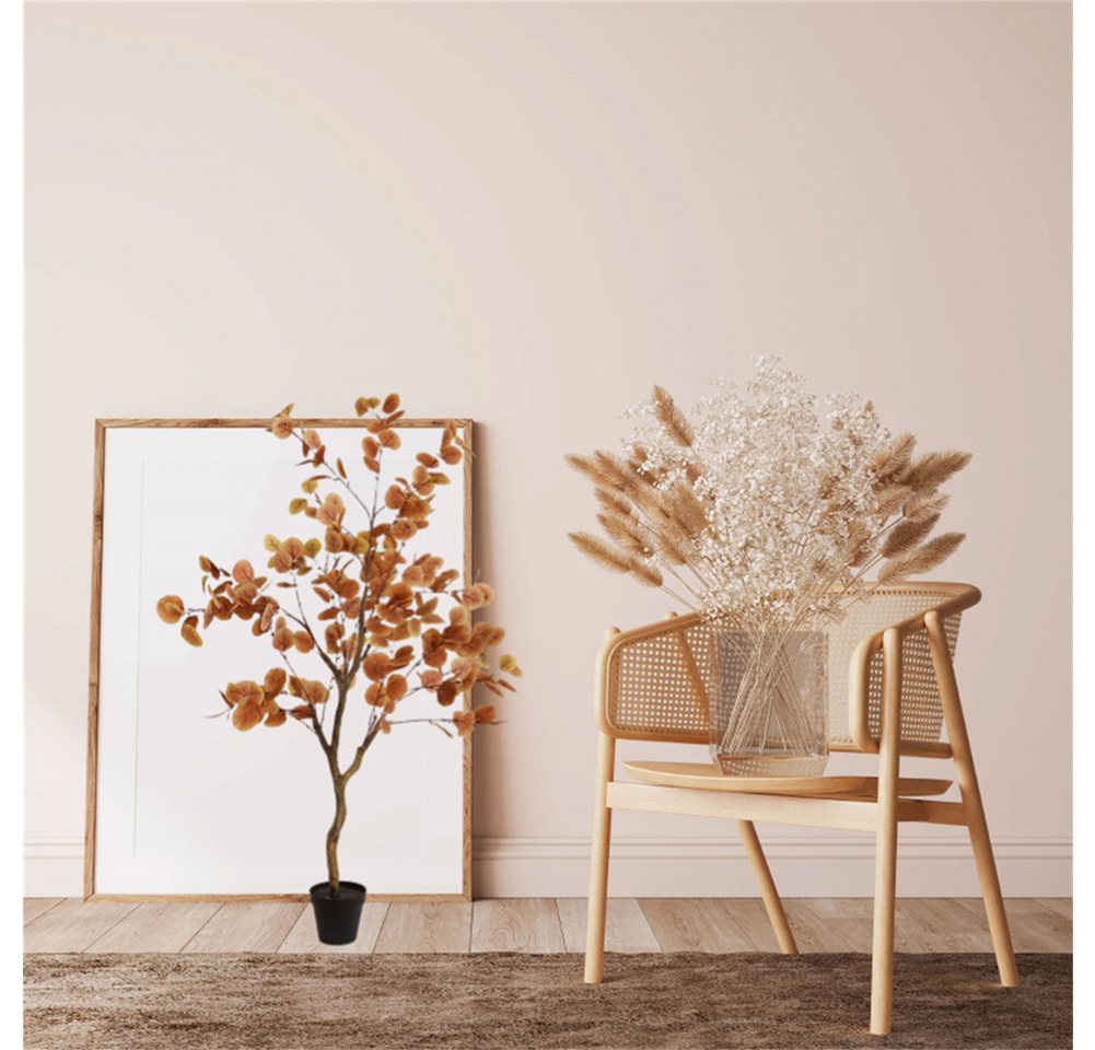 Künstliche Zimmerpflanze 90/120CM Künstlicher Herbst Eukalyptusbaum Erntedank-Deko Ficus Baum, GarveeMore, Höhe 90 cm, Künstlicher Herbst Ficus Baum Für Veranda Kamin Front Innen Party Deko Bild 2