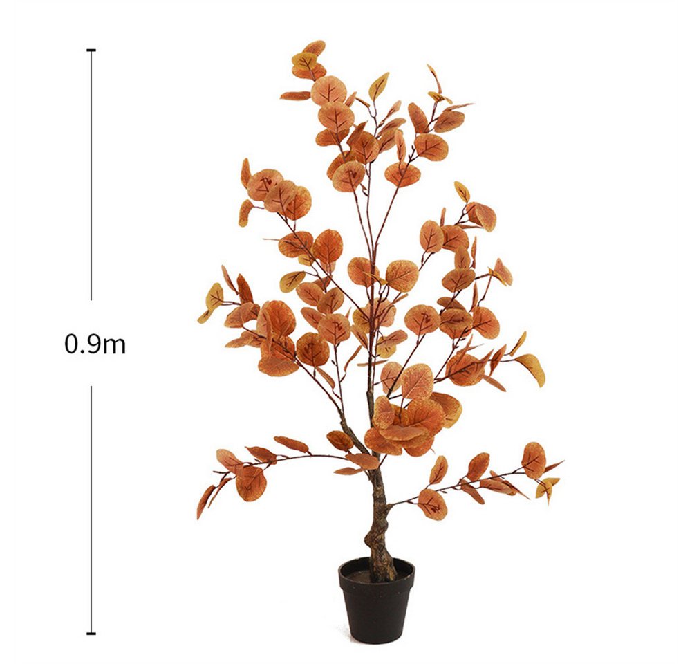 Künstliche Zimmerpflanze 90/120CM Künstlicher Herbst Eukalyptusbaum Erntedank-Deko Ficus Baum, GarveeMore, Höhe 90 cm, Künstlicher Herbst Ficus Baum Für Veranda Kamin Front Innen Party Deko Bild 3