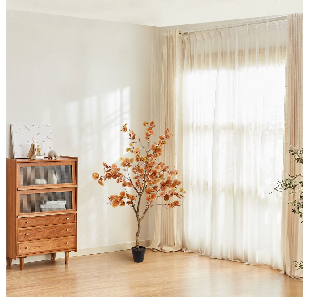 Künstliche Zimmerpflanze 90/120CM Künstlicher Herbst Eukalyptusbaum Erntedank-Deko Ficus Baum, GarveeMore, Höhe 90 cm, Künstlicher Herbst Ficus Baum Für Veranda Kamin Front Innen Party Deko Bild 4