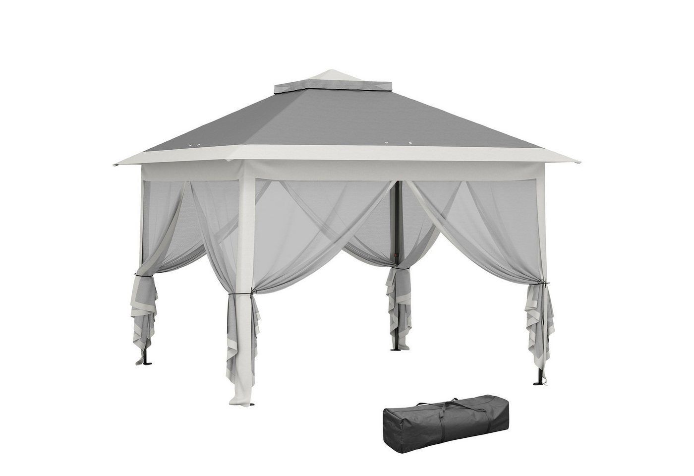 Outsunny Faltpavillon Pavillon 3,3x3,3m wasserabweisend Winterfest Pop-up mit Doppeldach, mit 4 Seitenteilen, (Pavillon, Partyzelt), für Camping Garten Dunkelgrau Bild 4