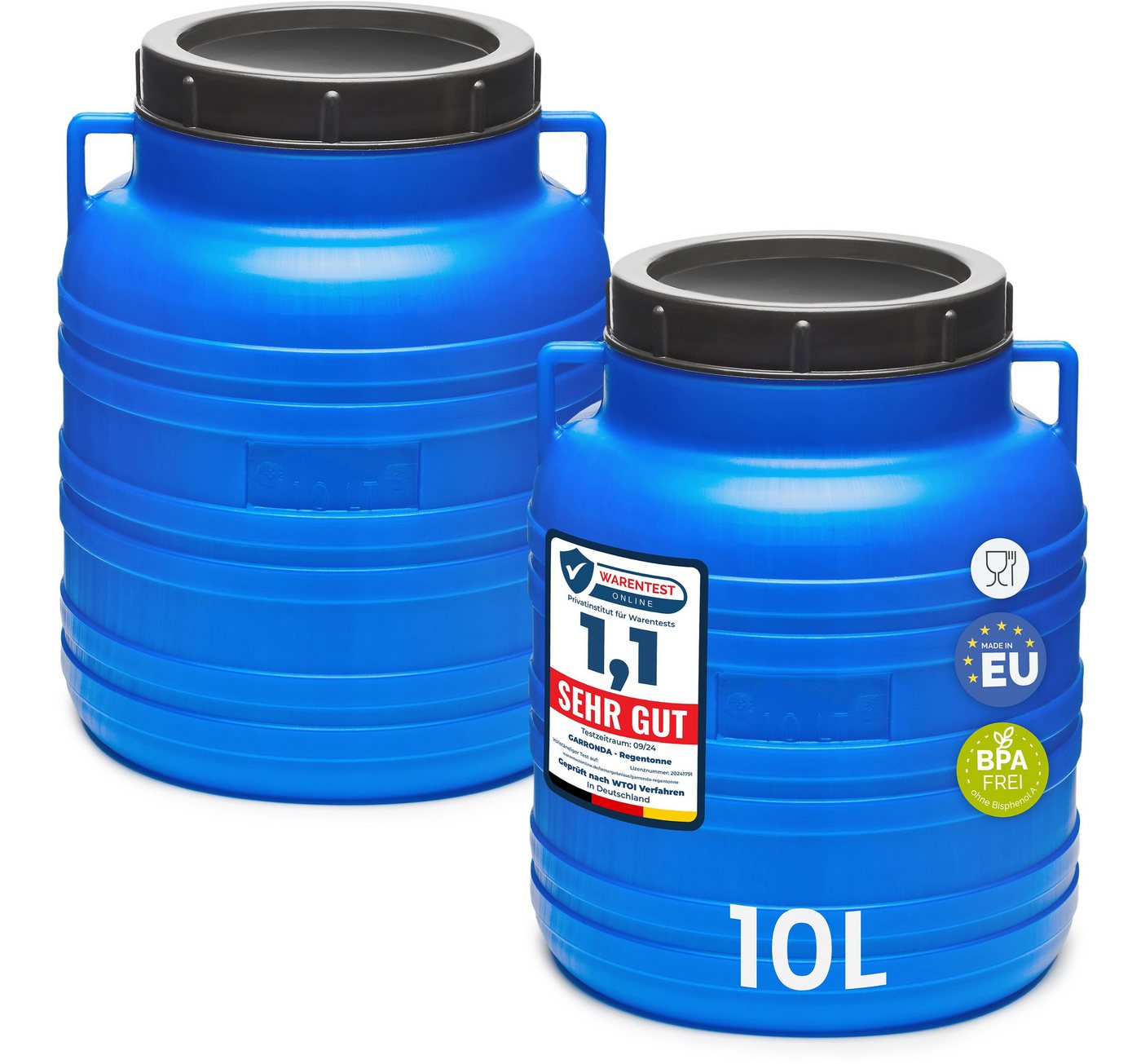 Garronda Regentonne Set 10 Liter Futtertonne BPA-frei Universalfass mit Deckel GD-0120, 10 l, (2-tlg), BPA-Frei Bild 2