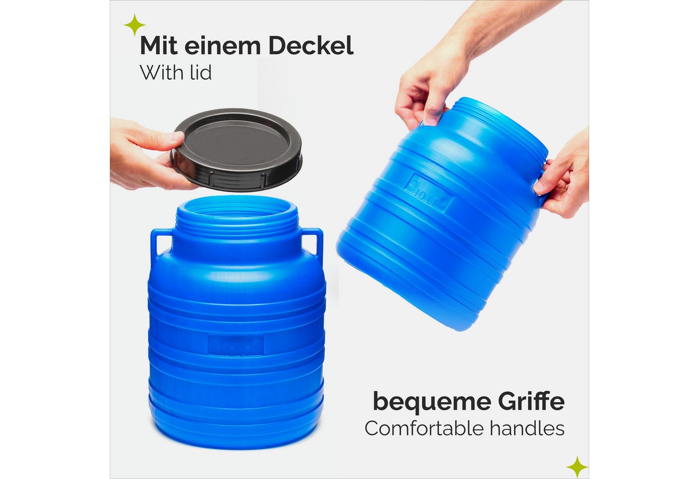 Garronda Regentonne Set 10 Liter Futtertonne BPA-frei Universalfass mit Deckel GD-0120, 10 l, (2-tlg), BPA-Frei Bild 3