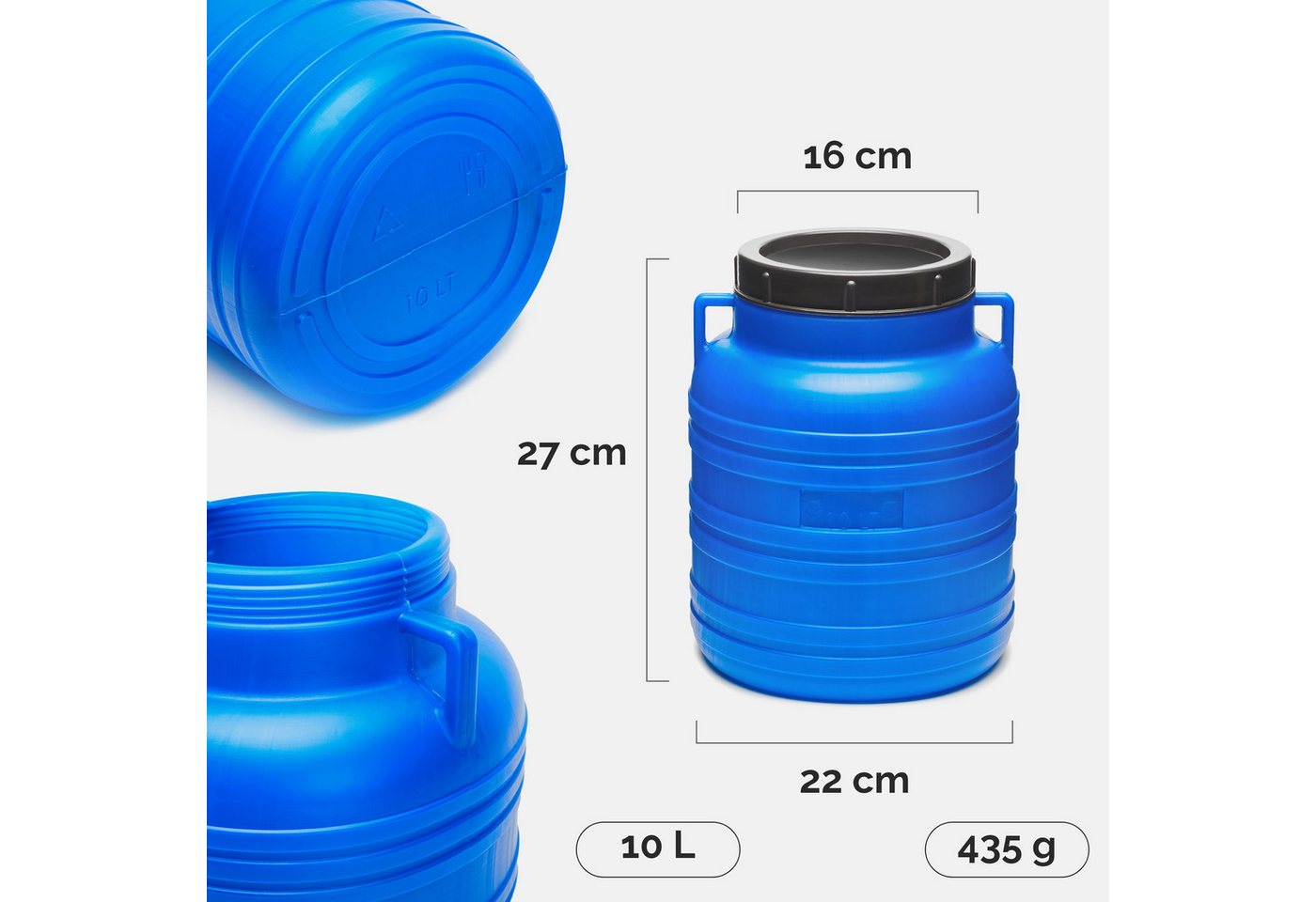 Garronda Regentonne Set 10 Liter Futtertonne BPA-frei Universalfass mit Deckel GD-0120, 10 l, (2-tlg), BPA-Frei Bild 5