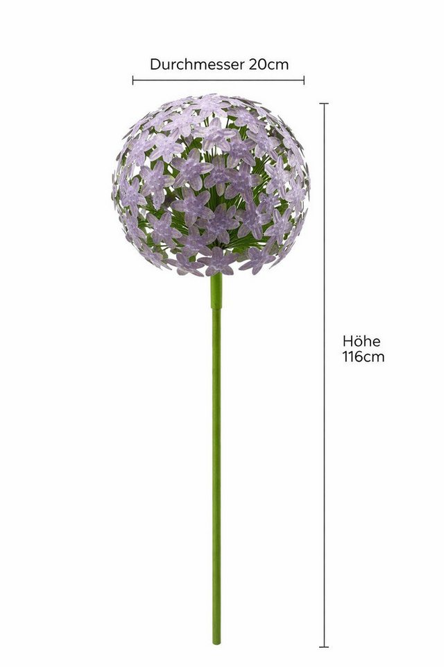 finehomegarden Gartenstecker Pflanzstecker Allium purple "ArtFerro" Metall Ø20cm H116,2cm (1-St) Beetstecker Gartenstecker Blütenkugel Gartendeko Stecker/ Paket Bild 2