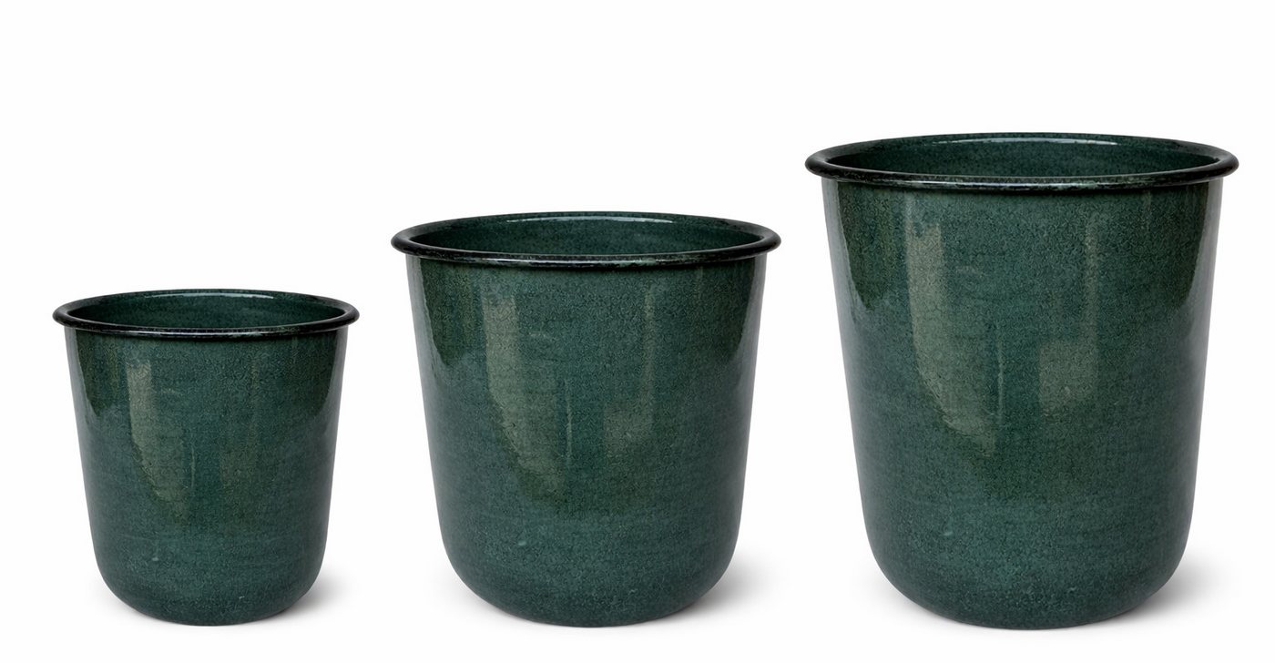 finehomegarden Pflanzkübel Metall Kübel Pflanzgefäß dunkelgrün Pflanztopf Ø26+28+32cm Blumenkübel (1 St), Pflanzschale Blumentopf Garten 3Größen wählbar / Paket Bild 5