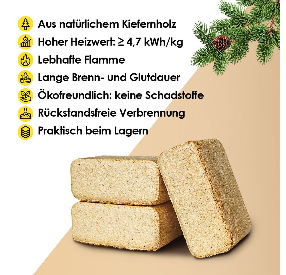 JSM-Brennholz Holzbriketts Holzbriketts aus Kiefernholz (100% Kiefer), 20 kg, Material: Kiefernholz Bild 4