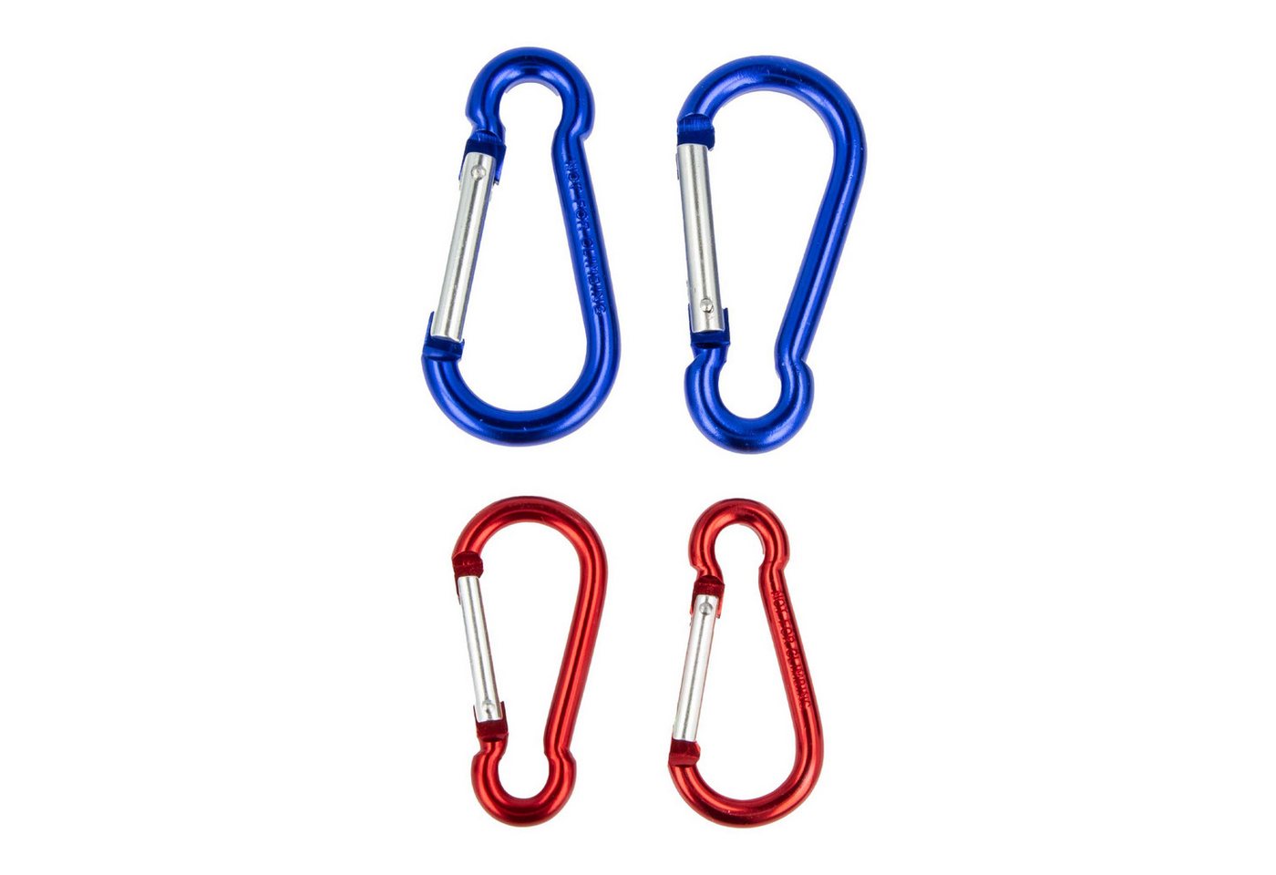EUROTOOLS Karabiner Karabinerhakensatz 4-teilig, Aluminium 2-farbig, federbelastet