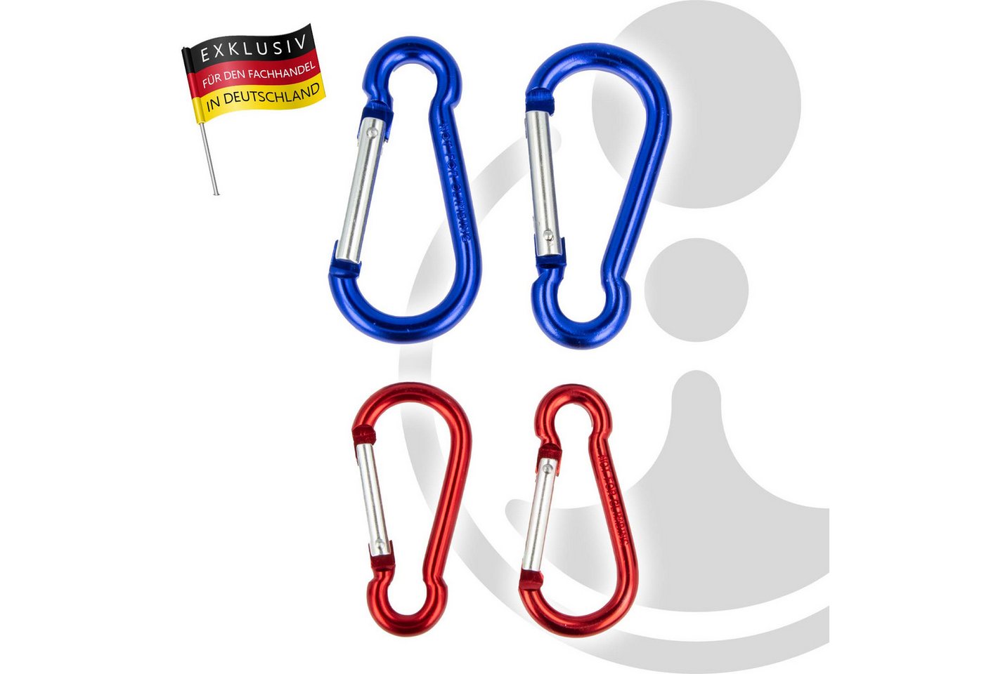 EUROTOOLS Karabiner Karabinerhakensatz 4-teilig, Aluminium 2-farbig, federbelastet Bild 2