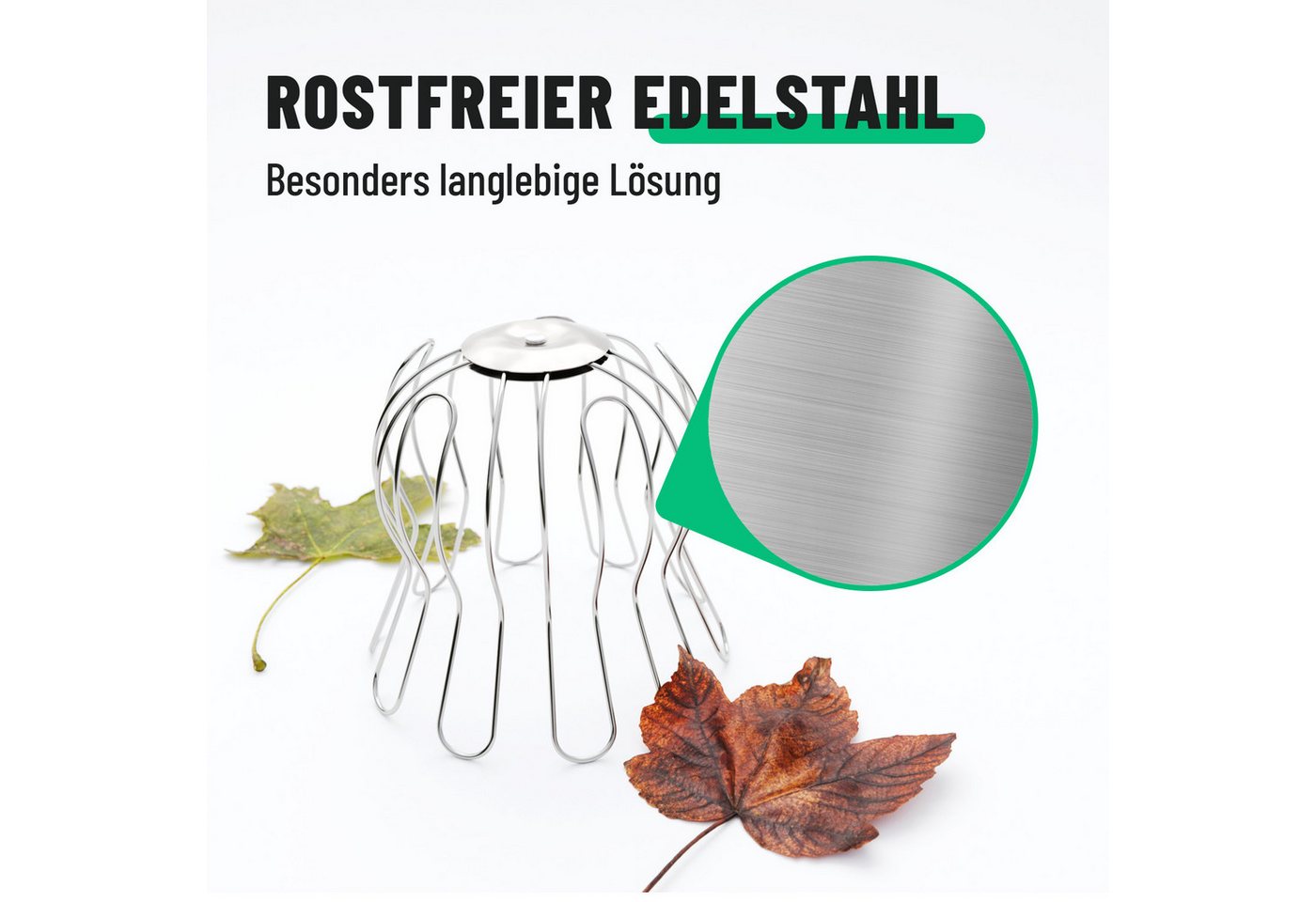greate. Laubschutznetz 4x Dachrinnen Laubschutz Edelstahl 87 bis 100mm - Fallrohrschutz (4-St)