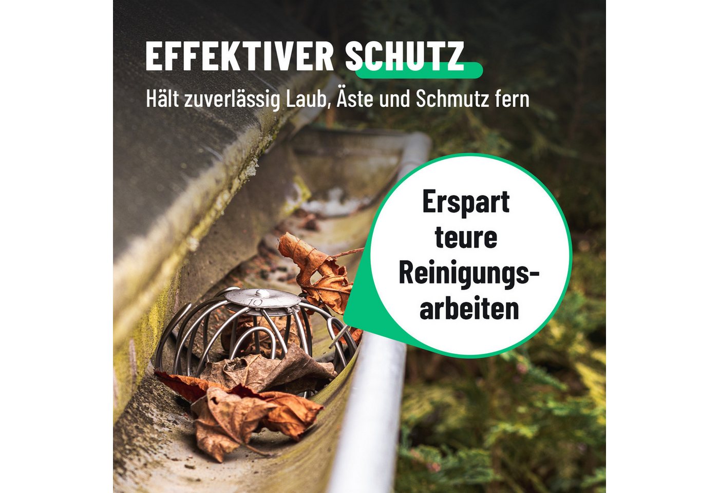greate. Laubschutznetz 4x Dachrinnen Laubschutz Edelstahl 87 bis 100mm - Fallrohrschutz (4-St) Bild 3
