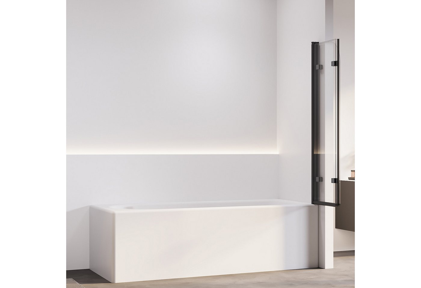 AmuseVera Badewannenfaltwand Duschwand für Badewanne Badewannenaufsatz 2 tlg 3 tlg Schwarz/Chrome, ESG Sicherheistsglas, (Set, 180° schwenkbar Faltwand Dusche Duschtrennwand Faltbar), Faltwand Duschwand Badewanne 3 teilig 180° schwenkbar Bild 3