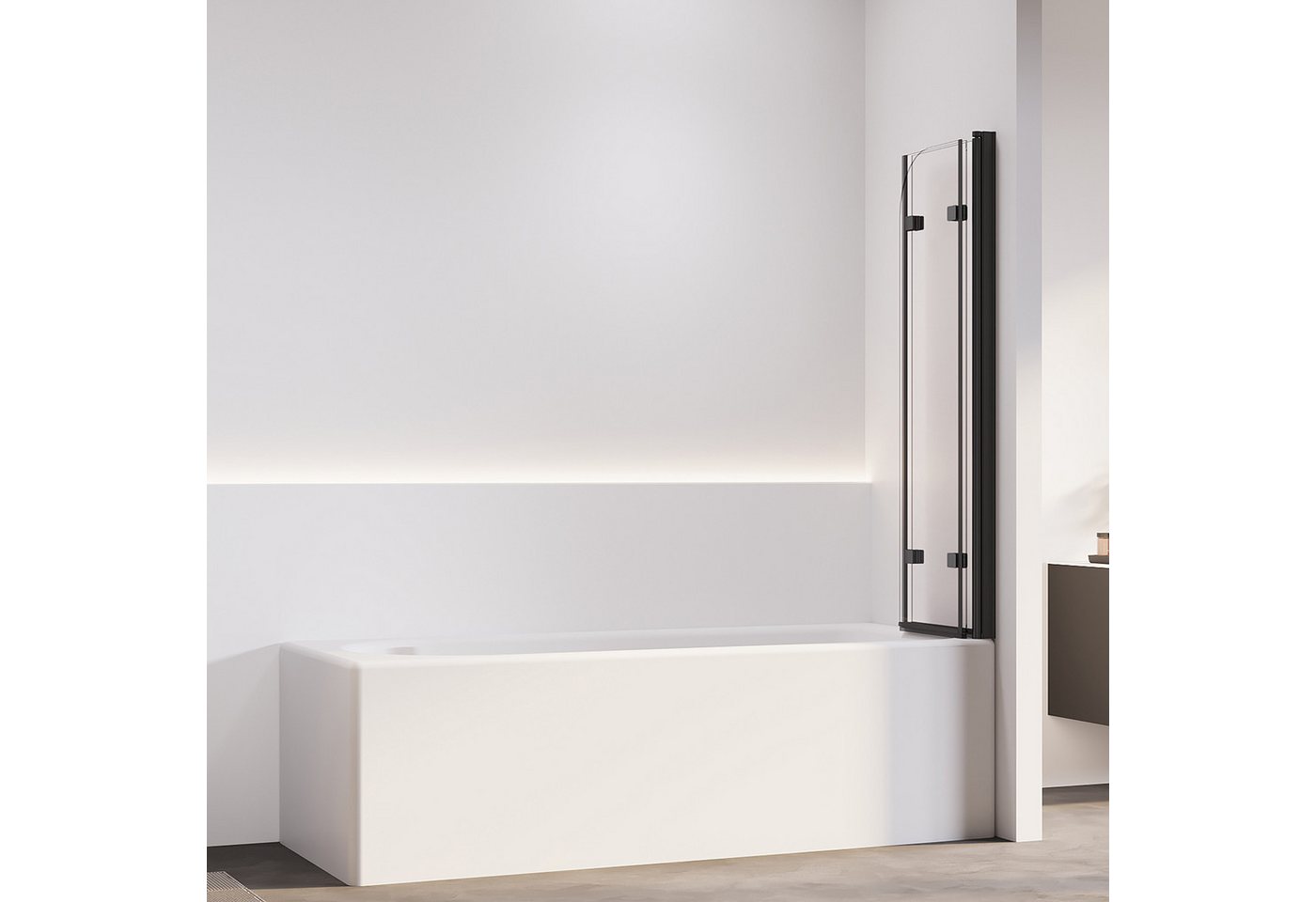 AmuseVera Badewannenfaltwand Duschwand für Badewanne Badewannenaufsatz 2 tlg 3 tlg Schwarz/Chrome, ESG Sicherheistsglas, (Set, 180° schwenkbar Faltwand Dusche Duschtrennwand Faltbar), Faltwand Duschwand Badewanne 3 teilig 180° schwenkbar Bild 4