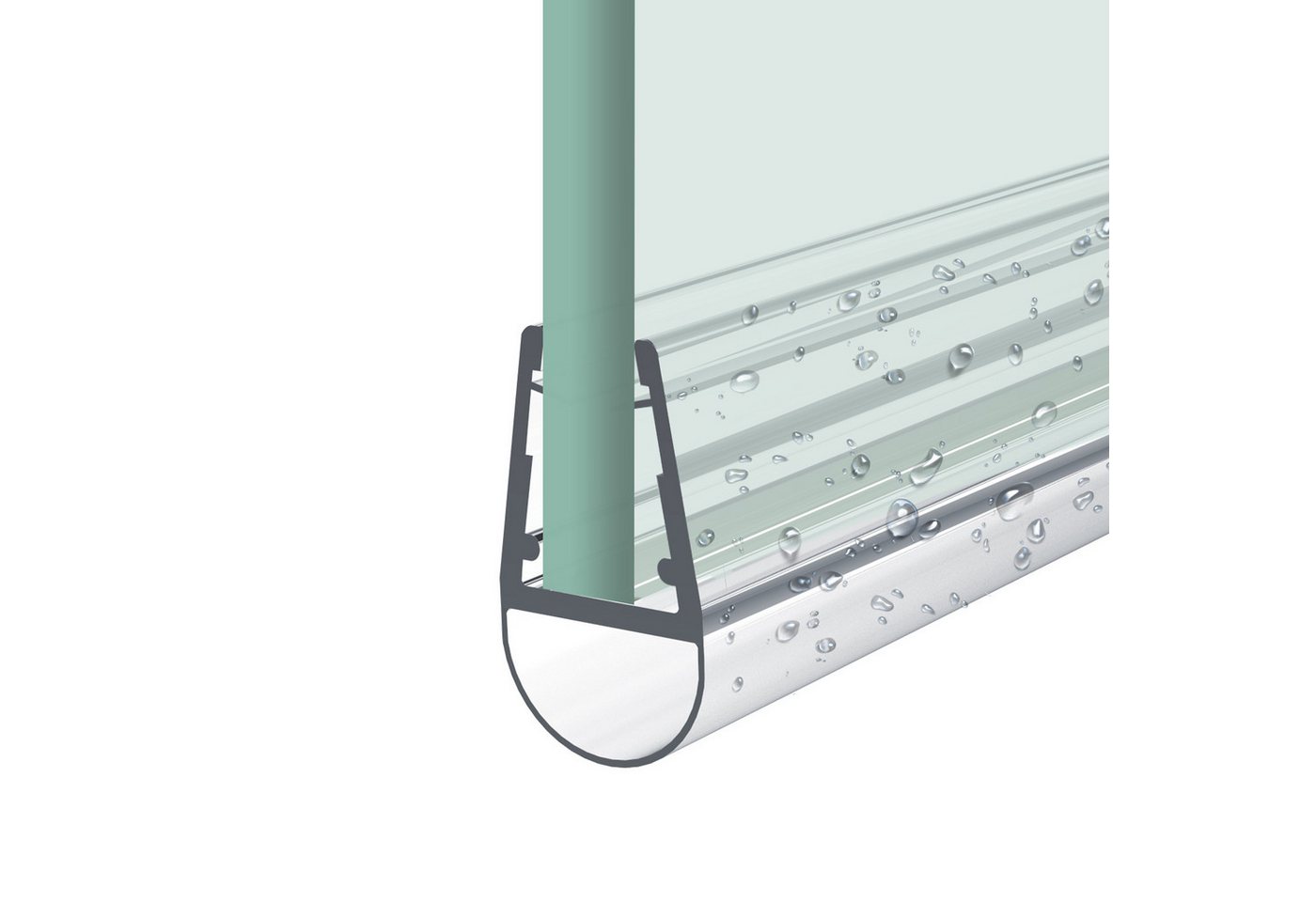 MEYKOERS Duschdichtung Ersatzdichtung für Duschglas Glas PVC Wasserabweiser Dichtungsprofiler, L: 60 cm, (Duschdichtung mit Rundprofil, 1-St), Transparent Duschdichtung für Glas Bild 3