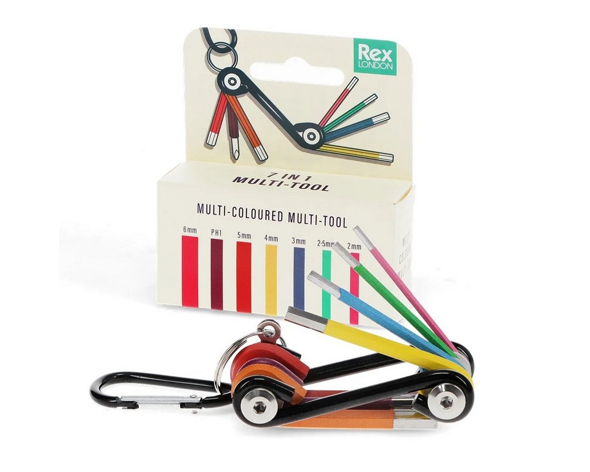 Rex London Innensechskantschlüssel 7-in-1 Sechskantschlüssel-Multitool mit Karabiner & Schlüsselring Bild 3