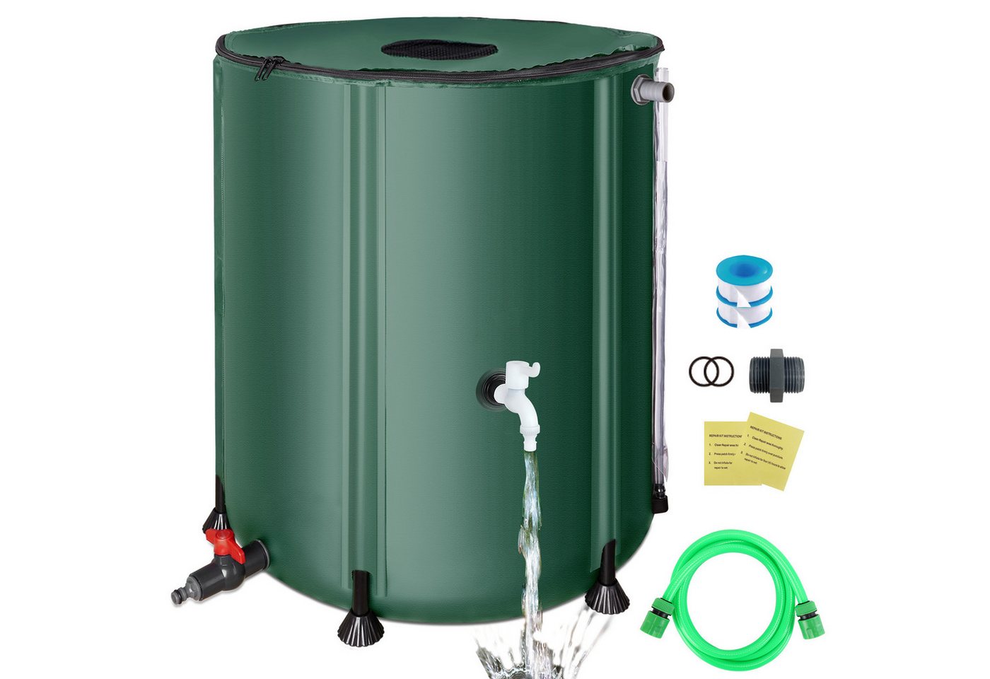 NACATIN Regentonne faltbare Regenwassertonne 200L, Regenwassertank, 200 l, (1-tlg), Regenwassersammler mit Deckel, Hahn & Überlaufschutz, wetterfest Bild 4