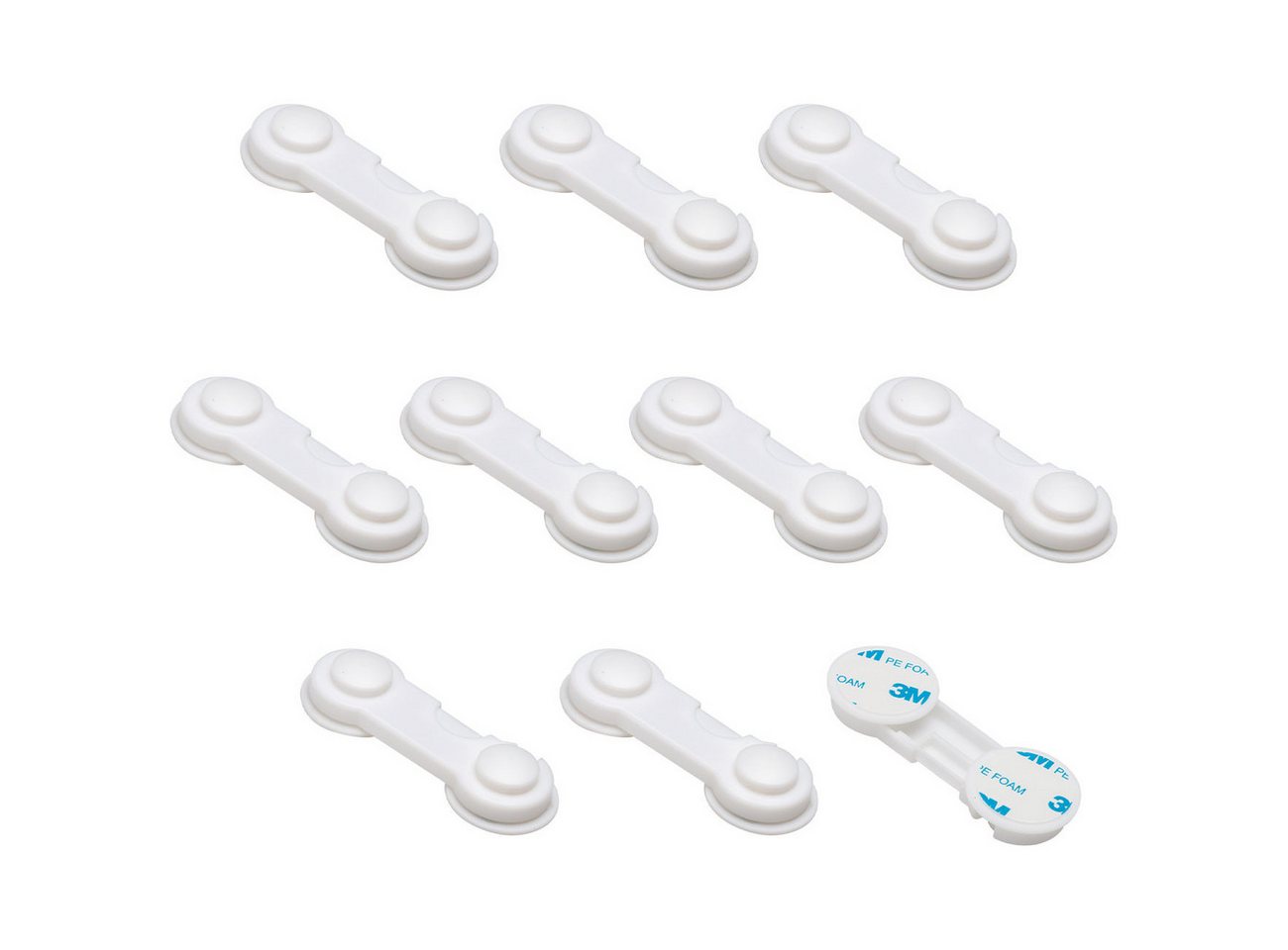 Casativo Kindersicherung Baby-Sicherungen klebend (10er-Set) für Schrank & Schublade, weiss, einfach ankleben - ganz ohne Werkzeug Bild 3